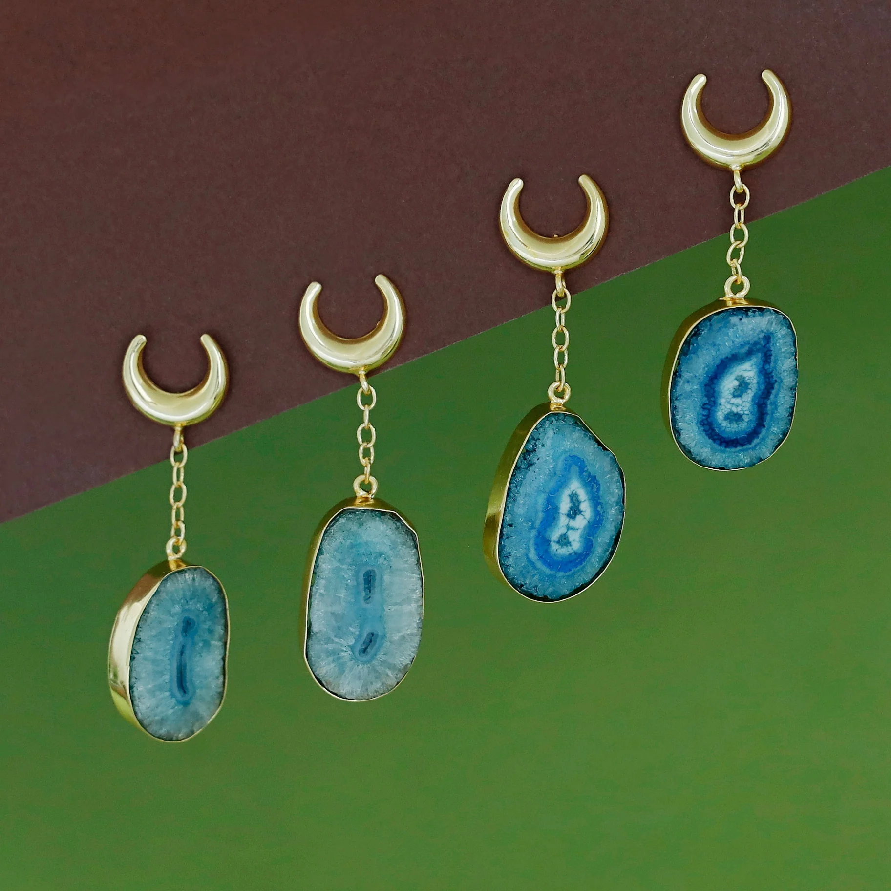 Golden Half Moon Agate Earring - Image 8