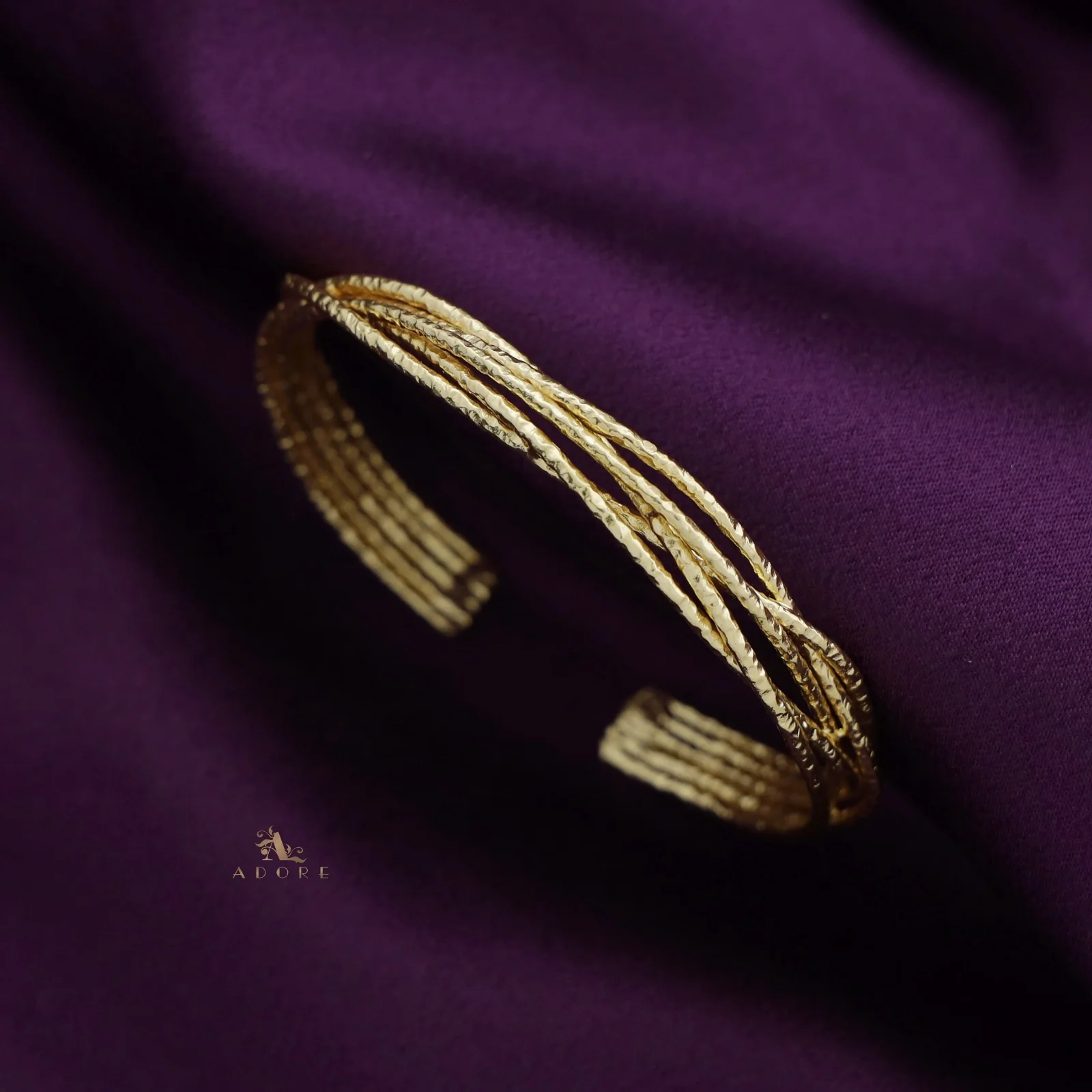 Golden Hammered Penta Layer Bangle - Image 3