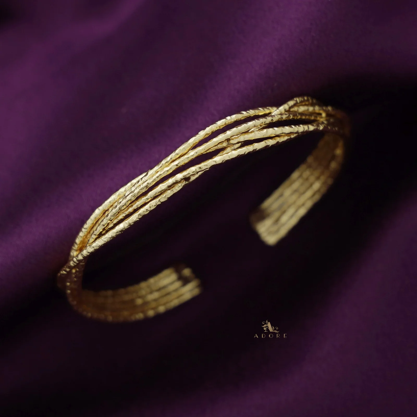 Golden Hammered Penta Layer Bangle - Image 4