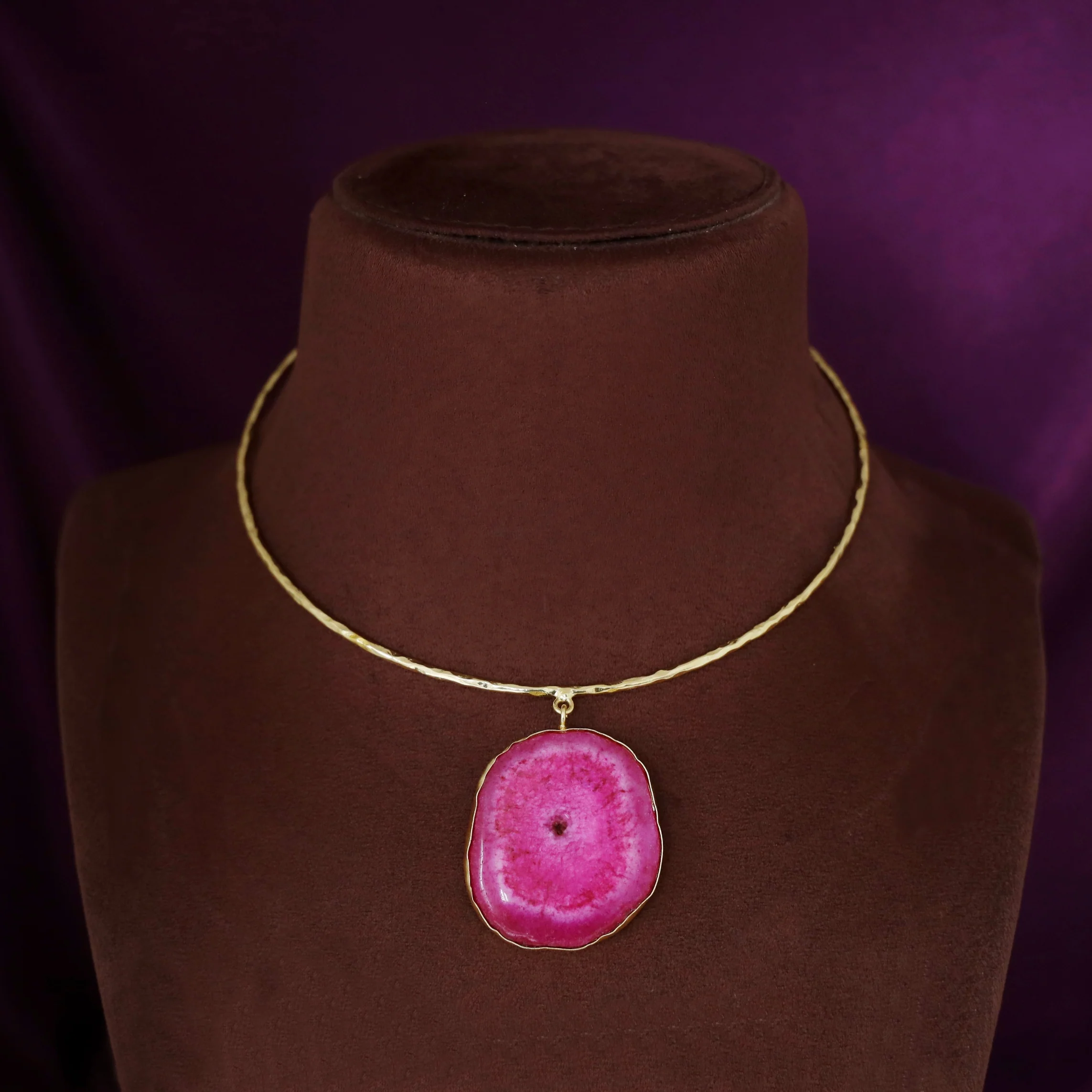 Golden Hammered Solar Agate Neck Cuff - Image 10