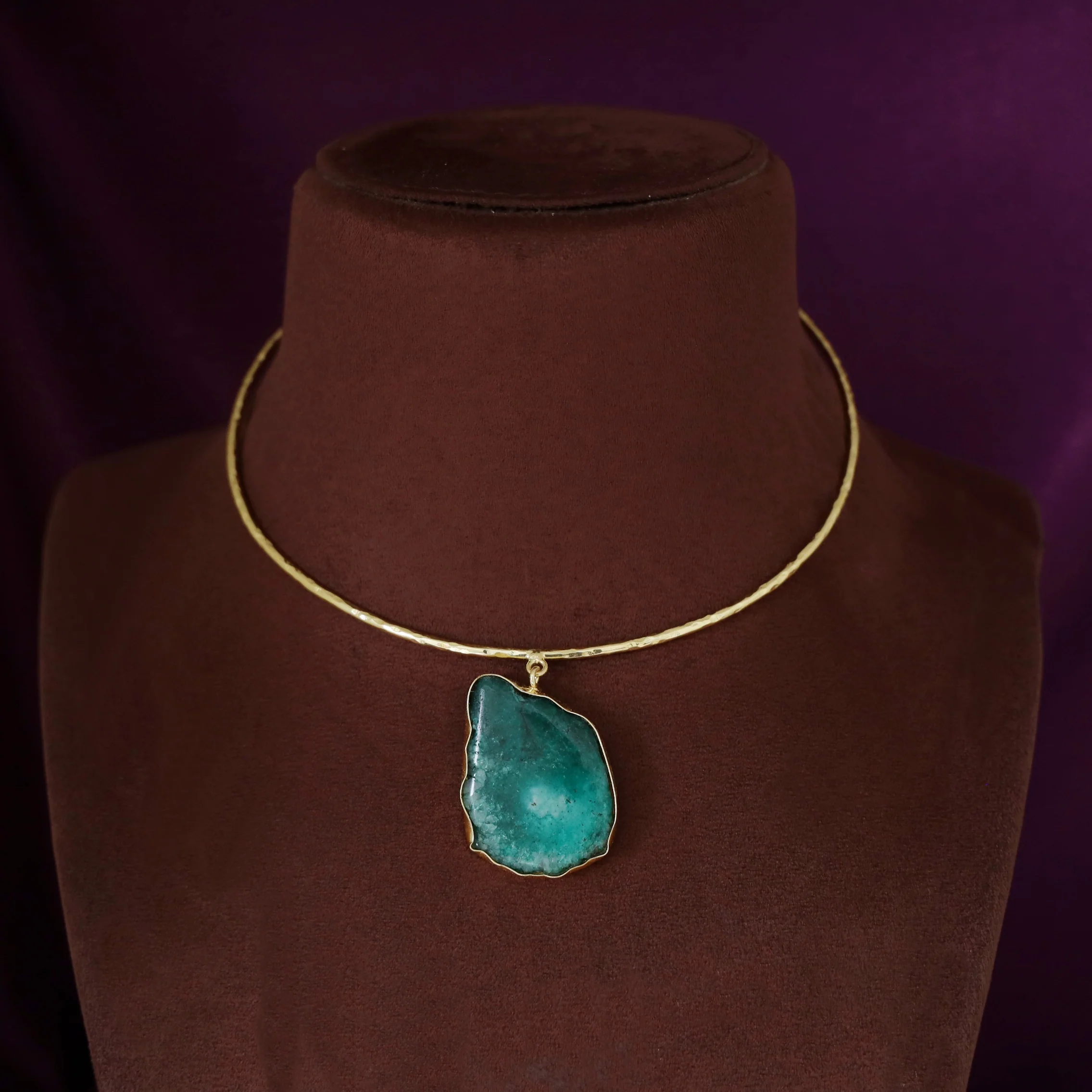 Golden Hammered Solar Agate Neck Cuff - Image 11