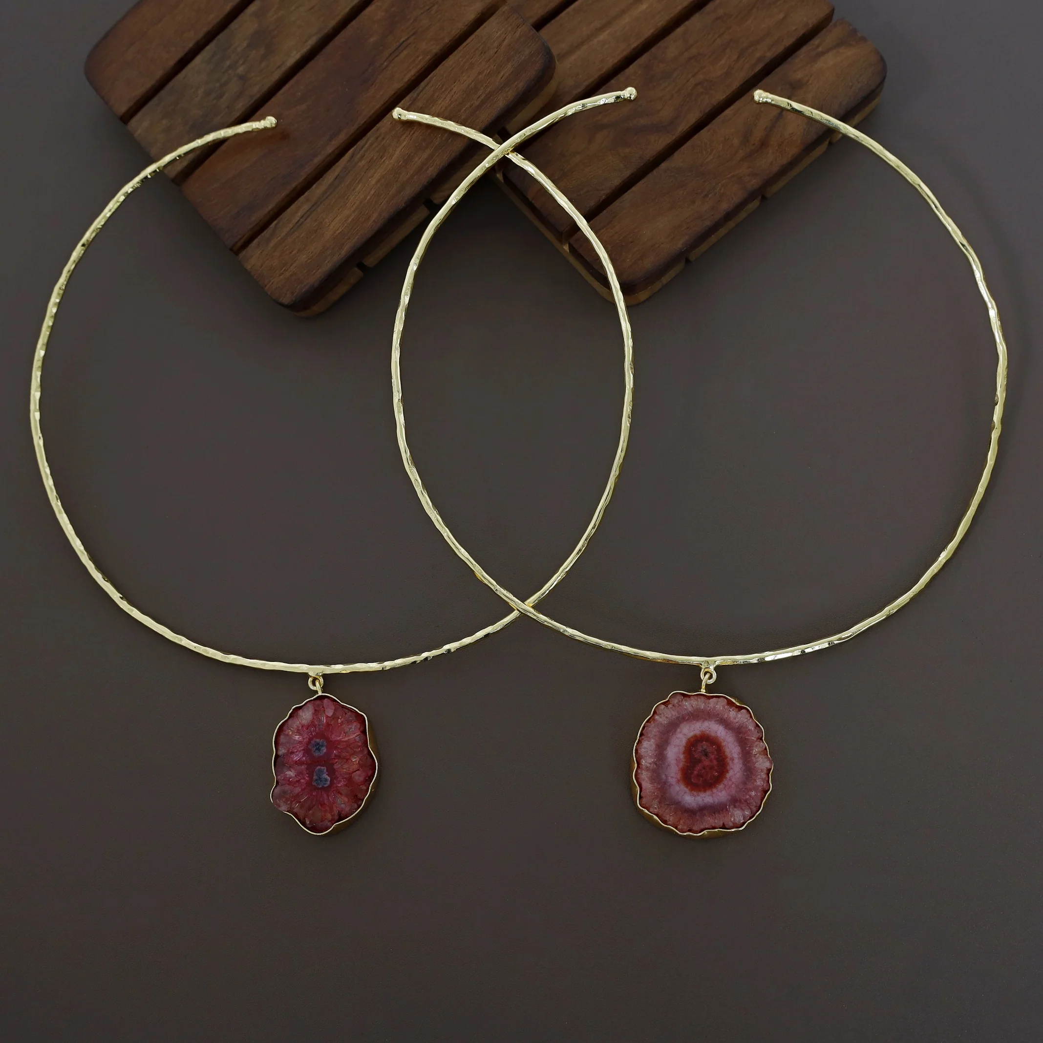 Golden Hammered Solar Agate Neck Cuff - Image 12