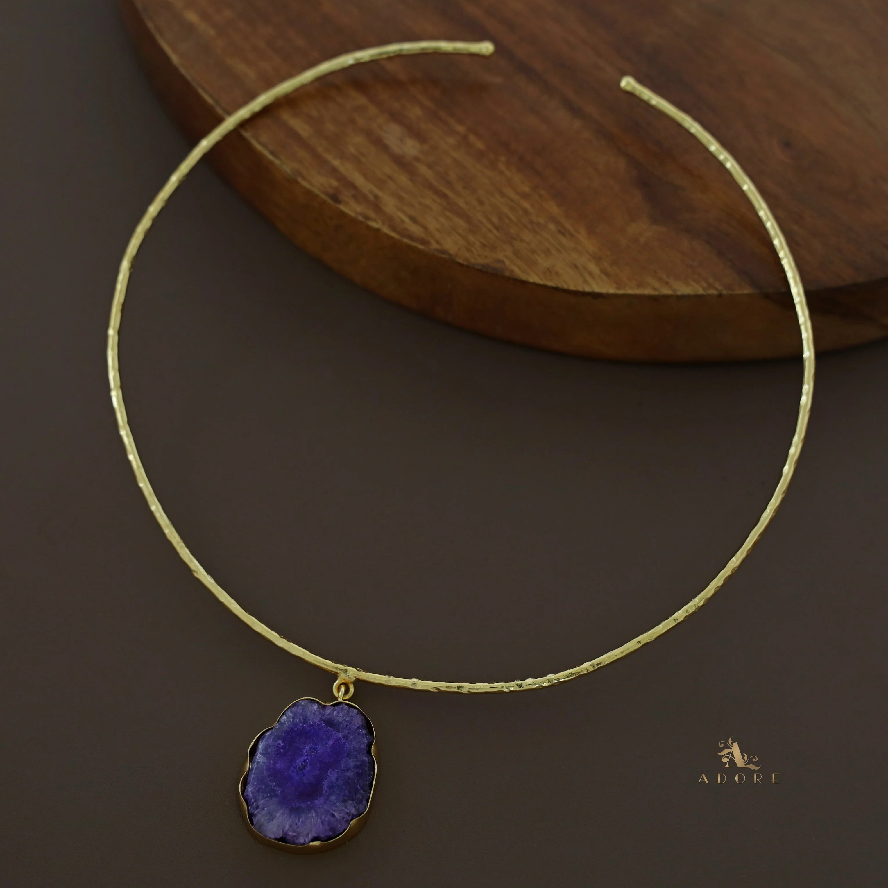 Golden Hammered Solar Agate Neck Cuff - Image 13