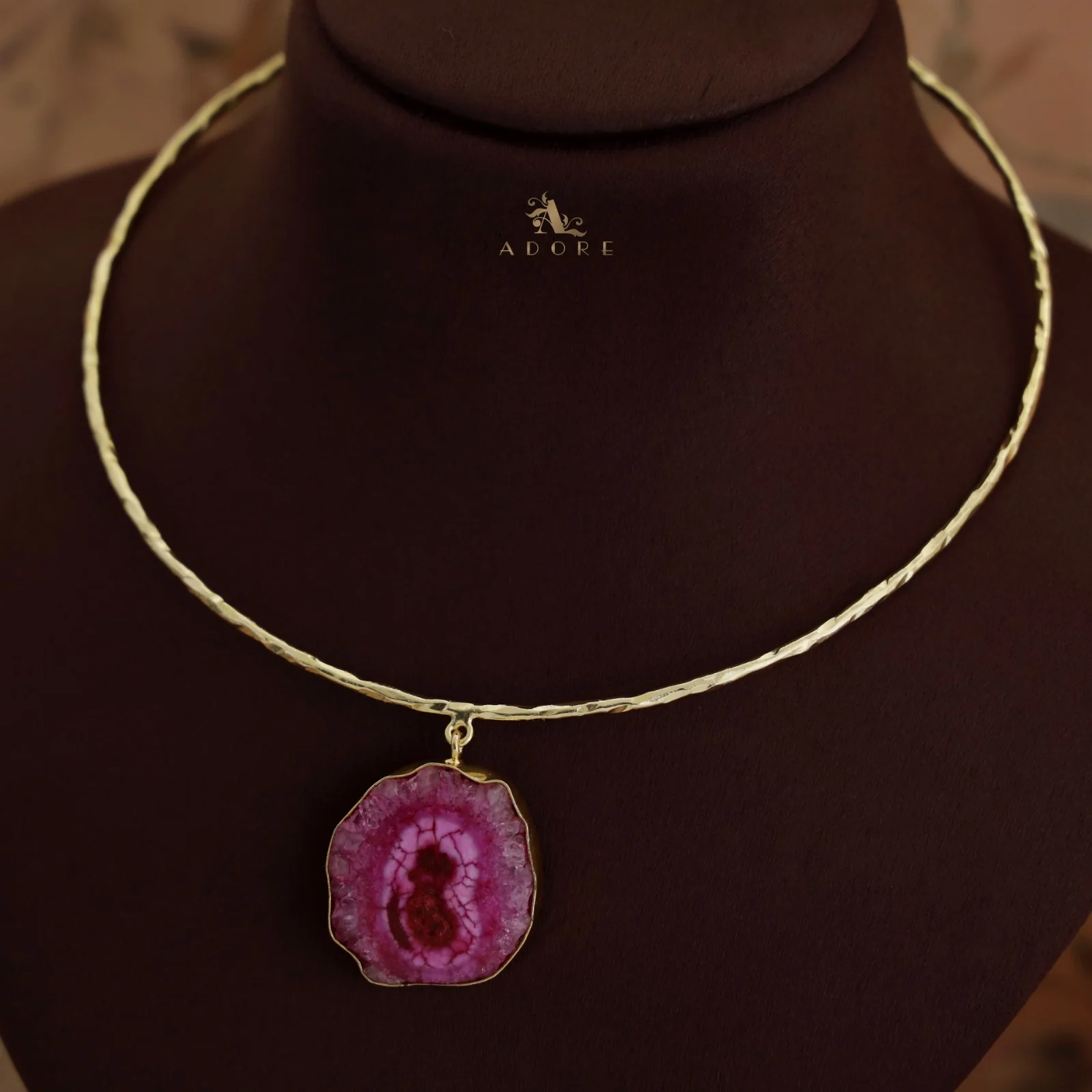 Golden Hammered Solar Agate Neck Cuff - Image 14