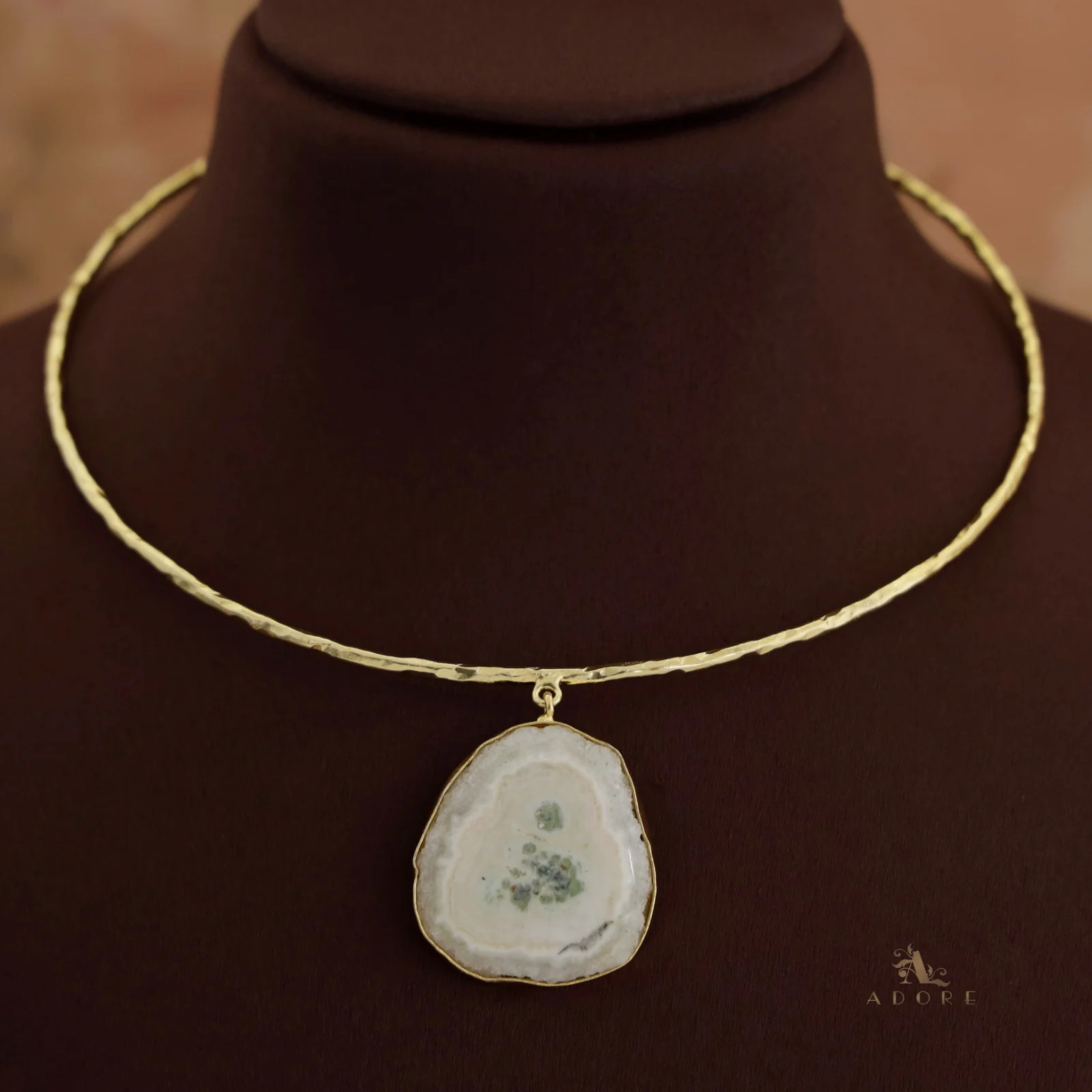 Golden Hammered Solar Agate Neck Cuff - Image 15