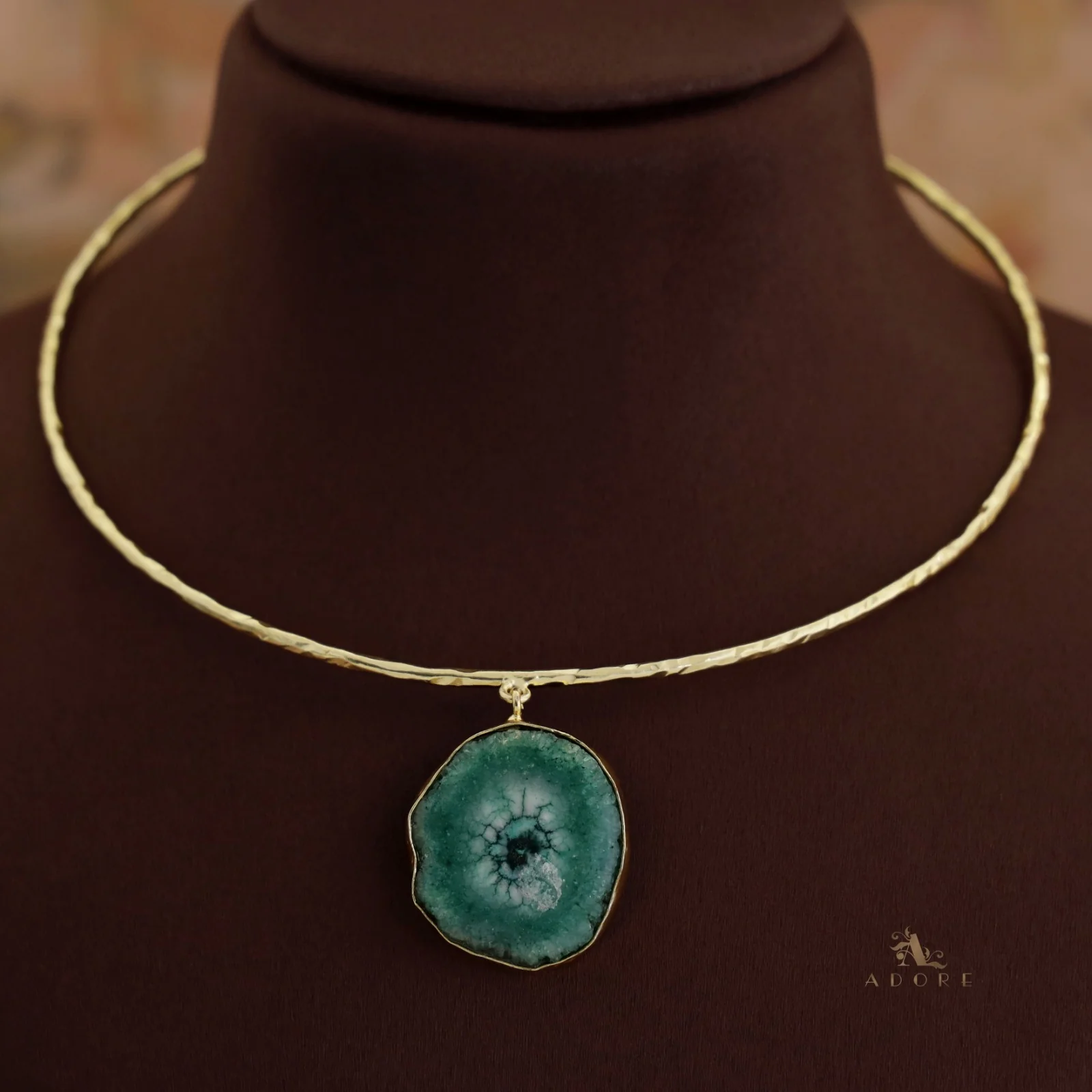 Golden Hammered Solar Agate Neck Cuff - Image 16