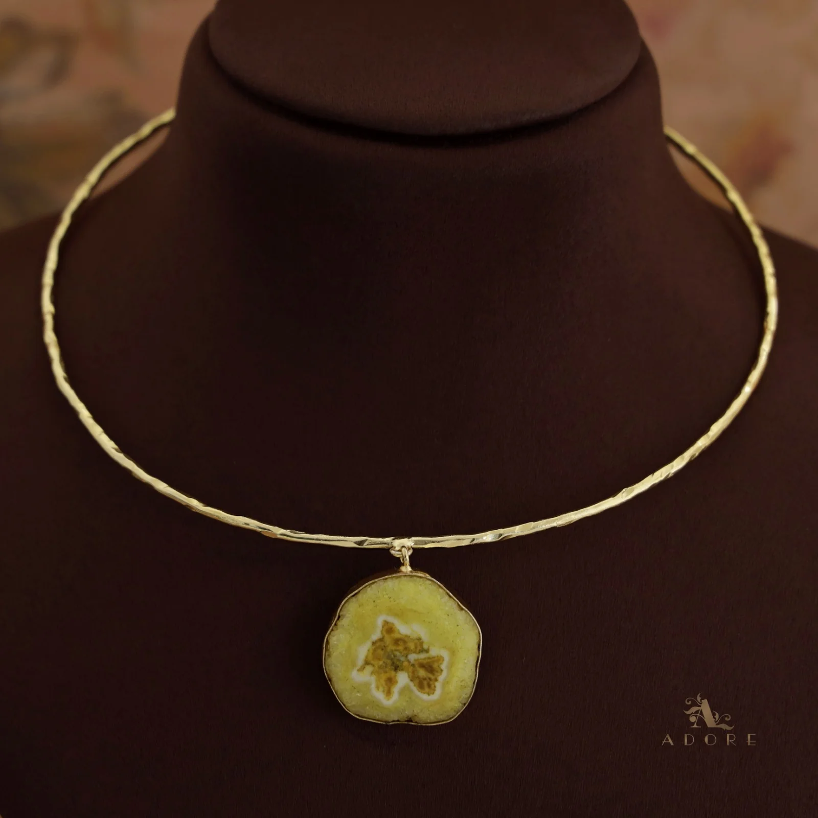 Golden Hammered Solar Agate Neck Cuff - Image 17