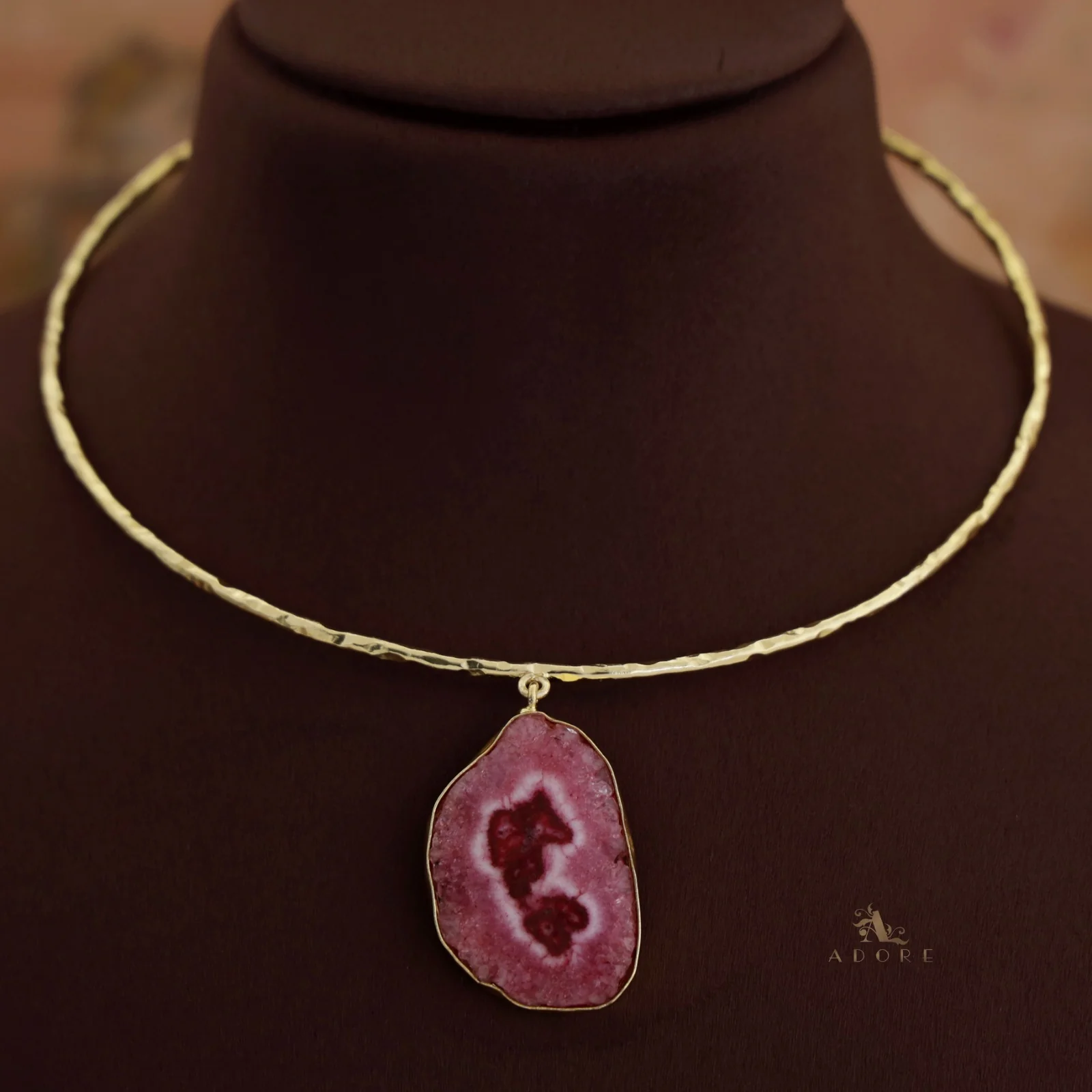 Golden Hammered Solar Agate Neck Cuff - Image 19