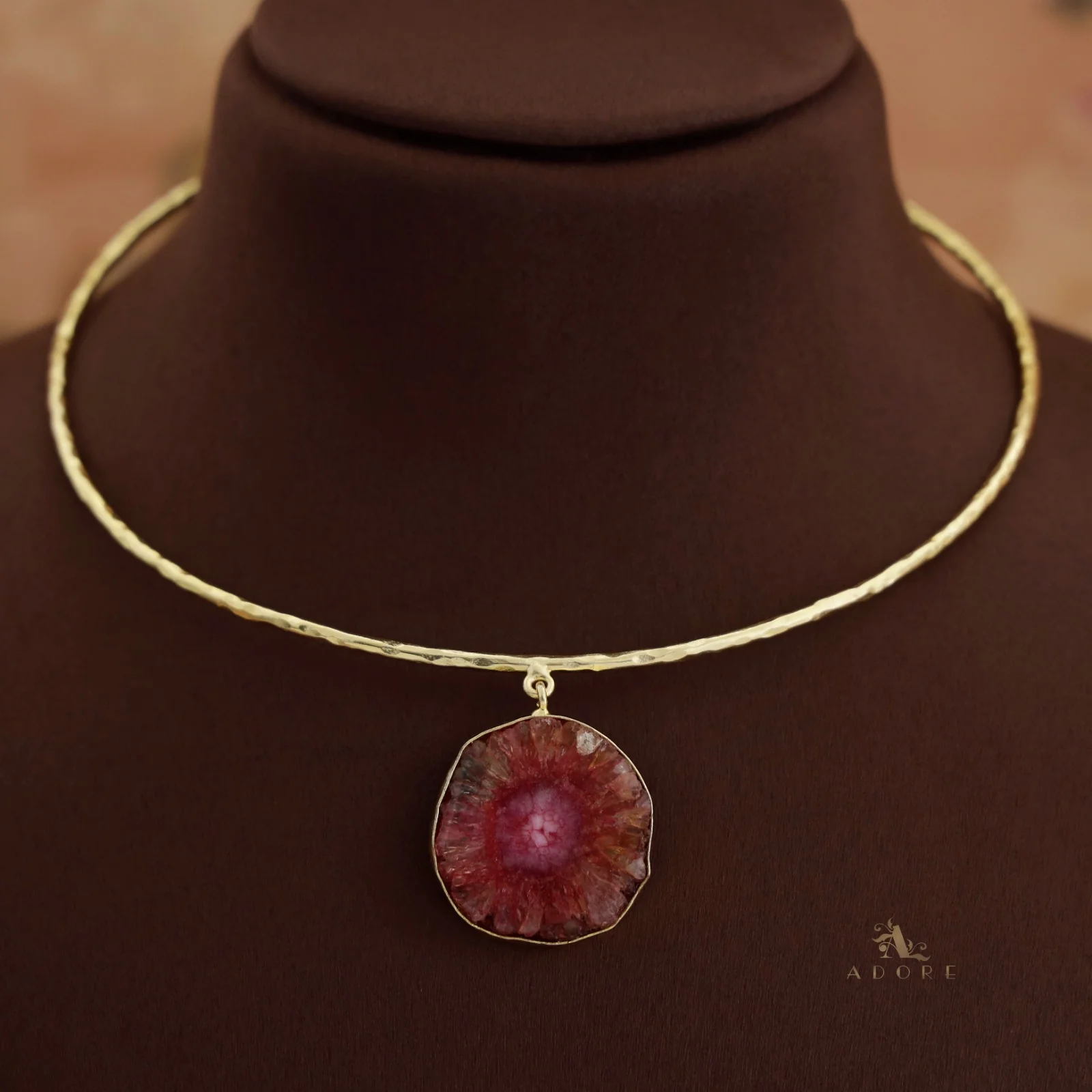 Golden Hammered Solar Agate Neck Cuff - Image 20