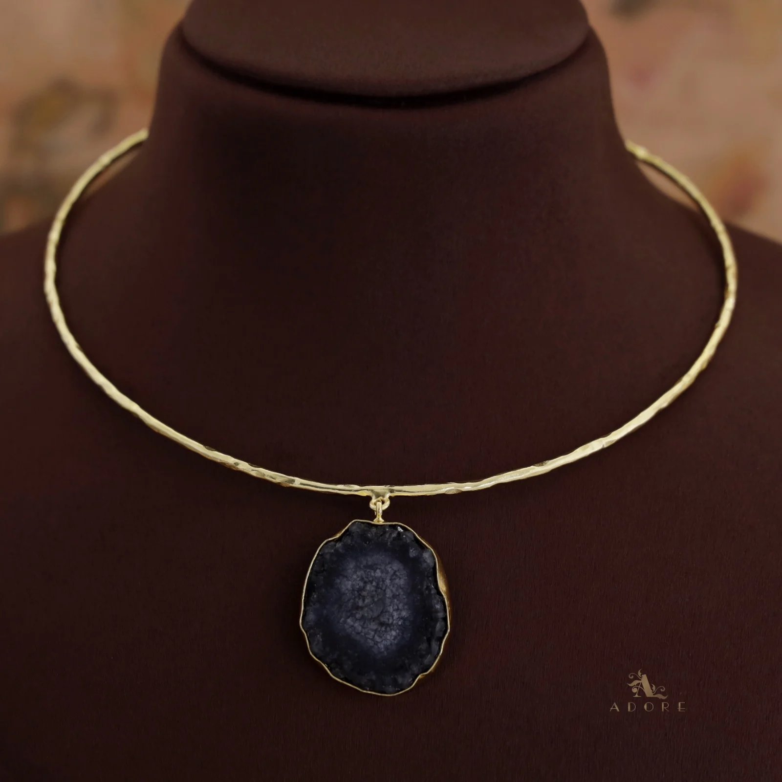 Golden Hammered Solar Agate Neck Cuff - Image 21