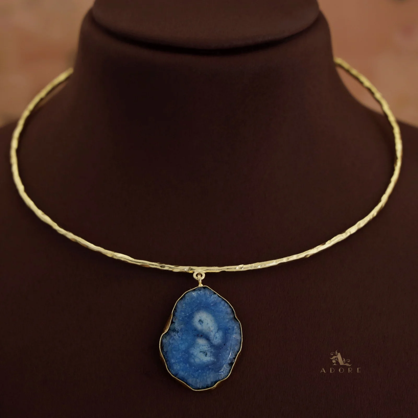 Golden Hammered Solar Agate Neck Cuff - Image 22