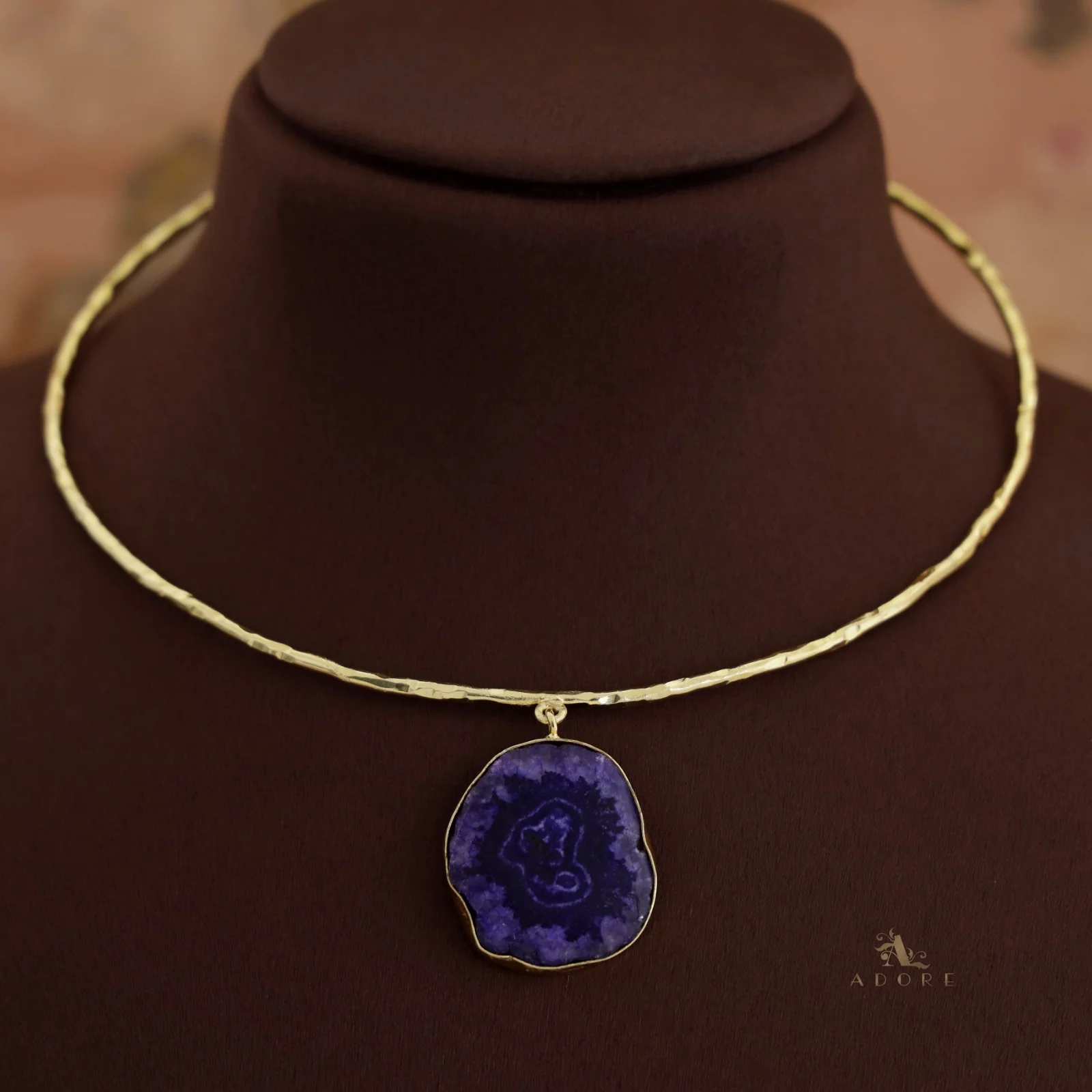 Golden Hammered Solar Agate Neck Cuff - Image 23
