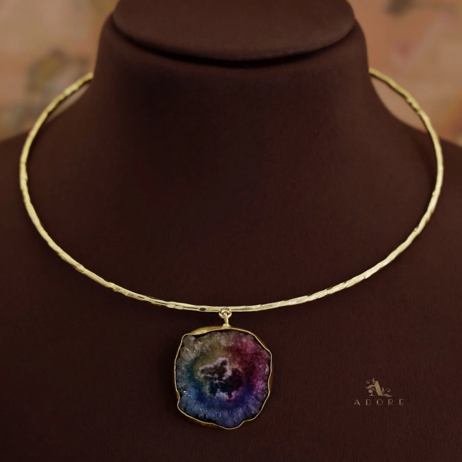 Golden Hammered Solar Agate Neck Cuff - Image 28