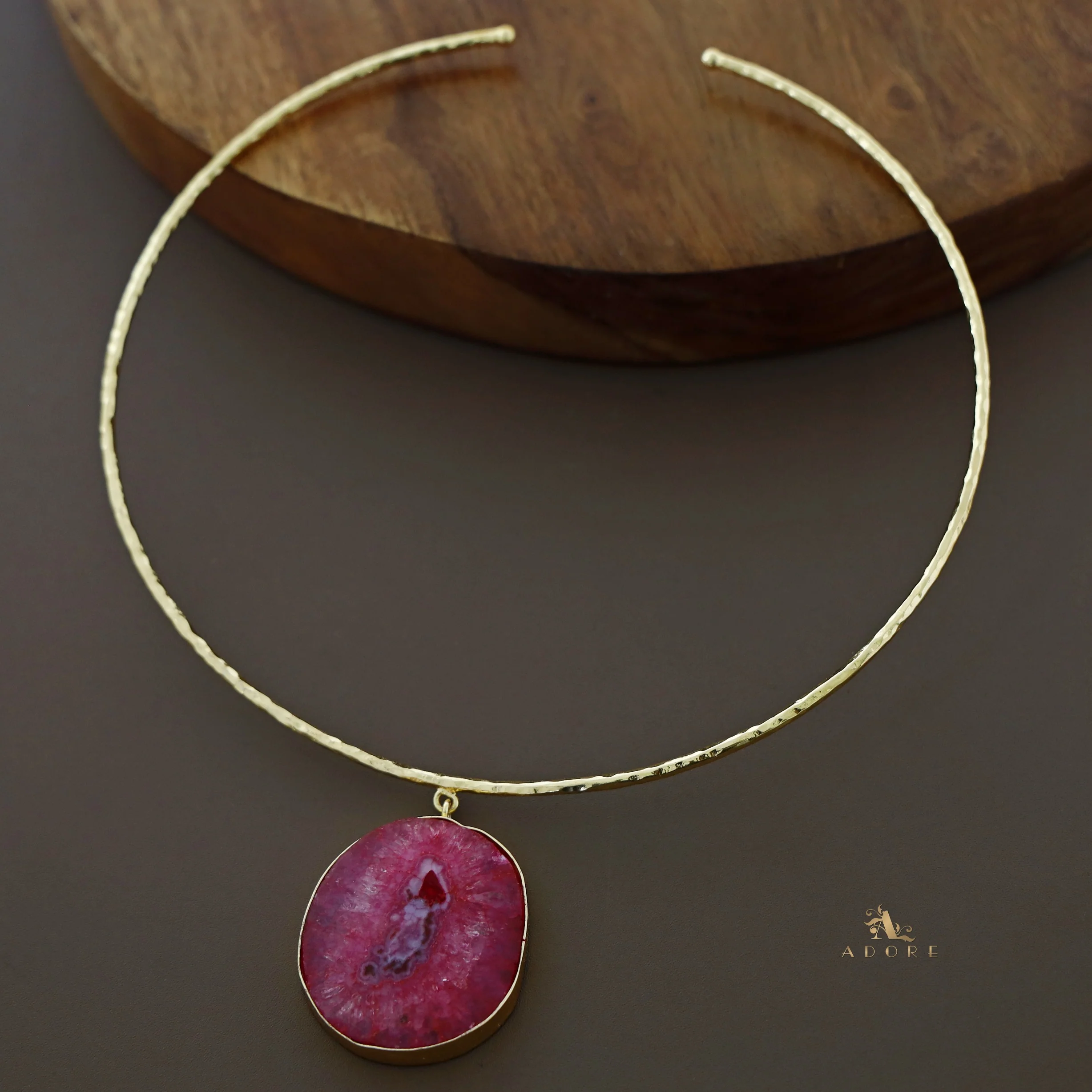 Golden Hammered Solar Agate Neck Cuff - Image 32