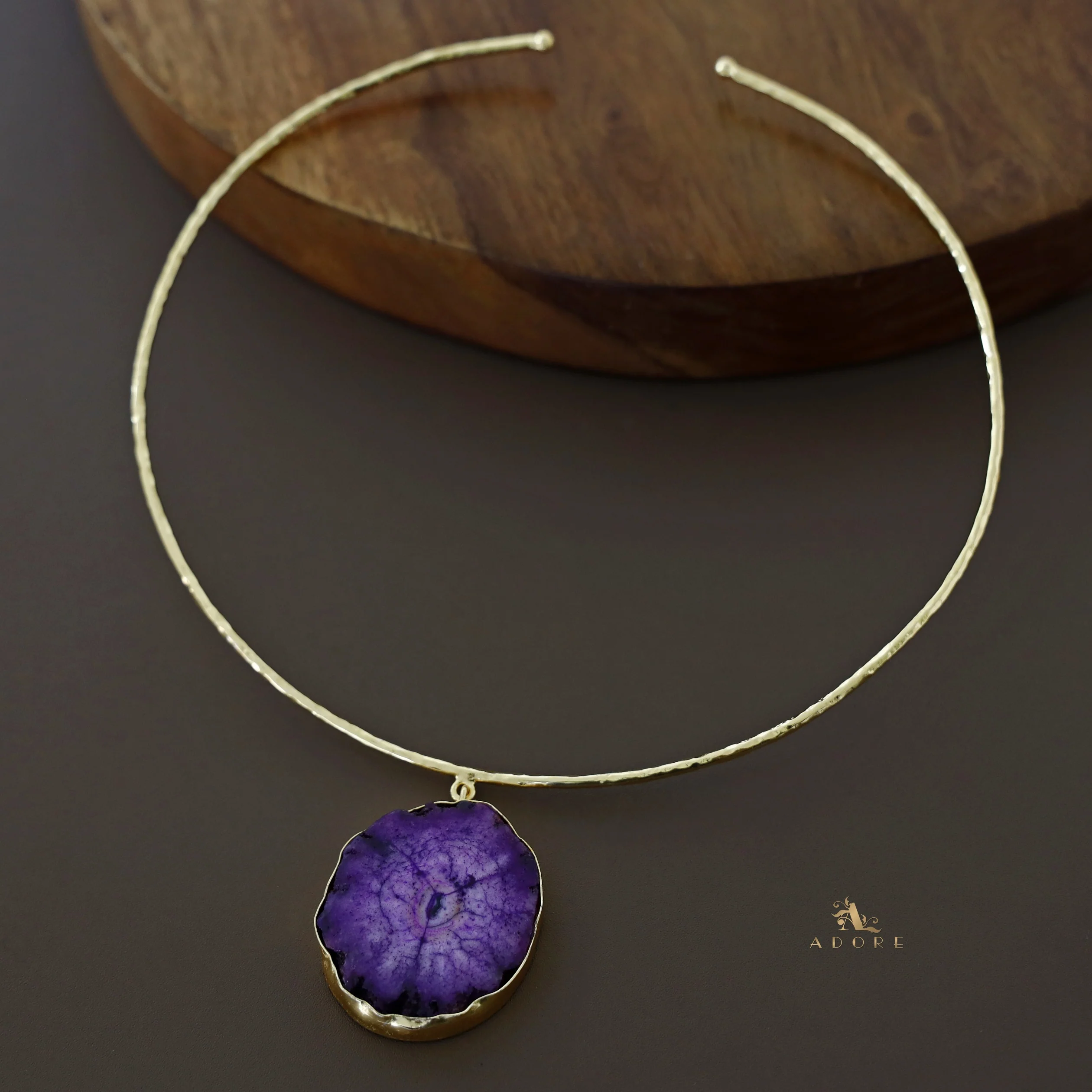 Golden Hammered Solar Agate Neck Cuff - Image 33