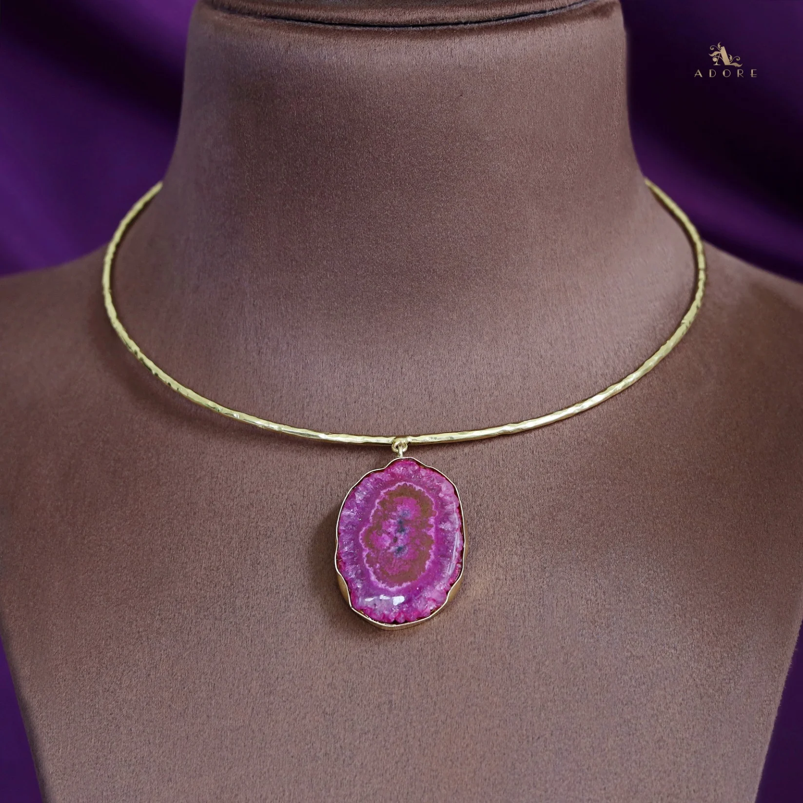 Golden Hammered Solar Agate Neck Cuff - Image 34