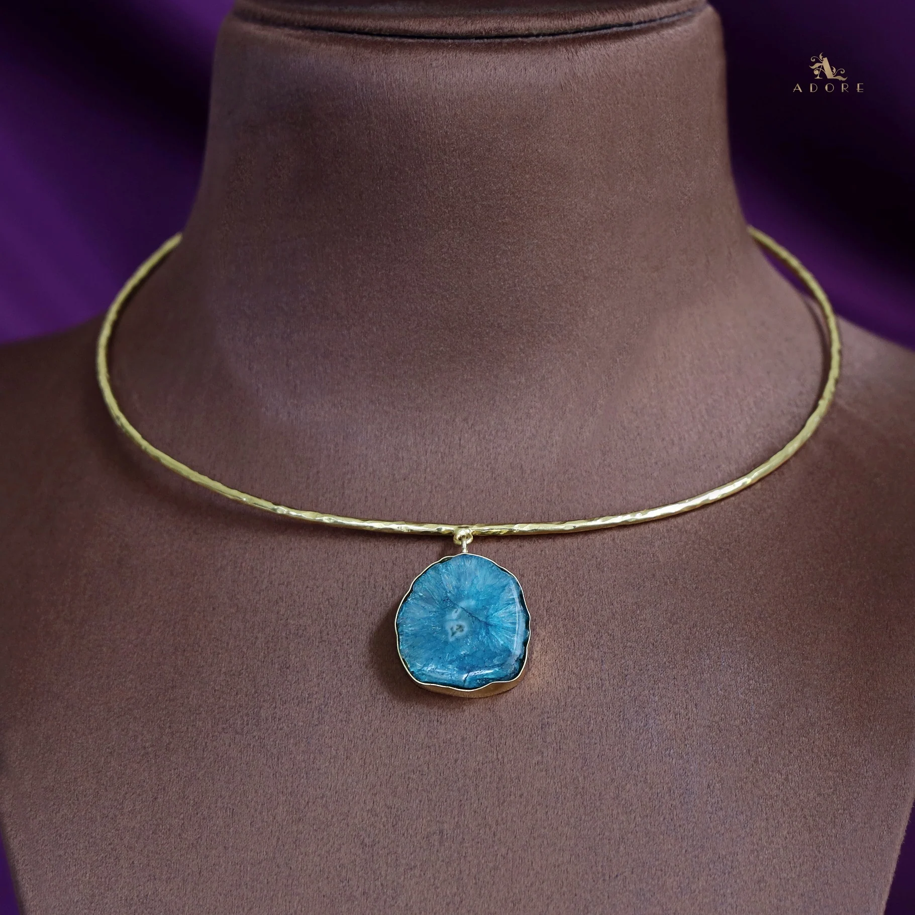 Golden Hammered Solar Agate Neck Cuff - Image 35
