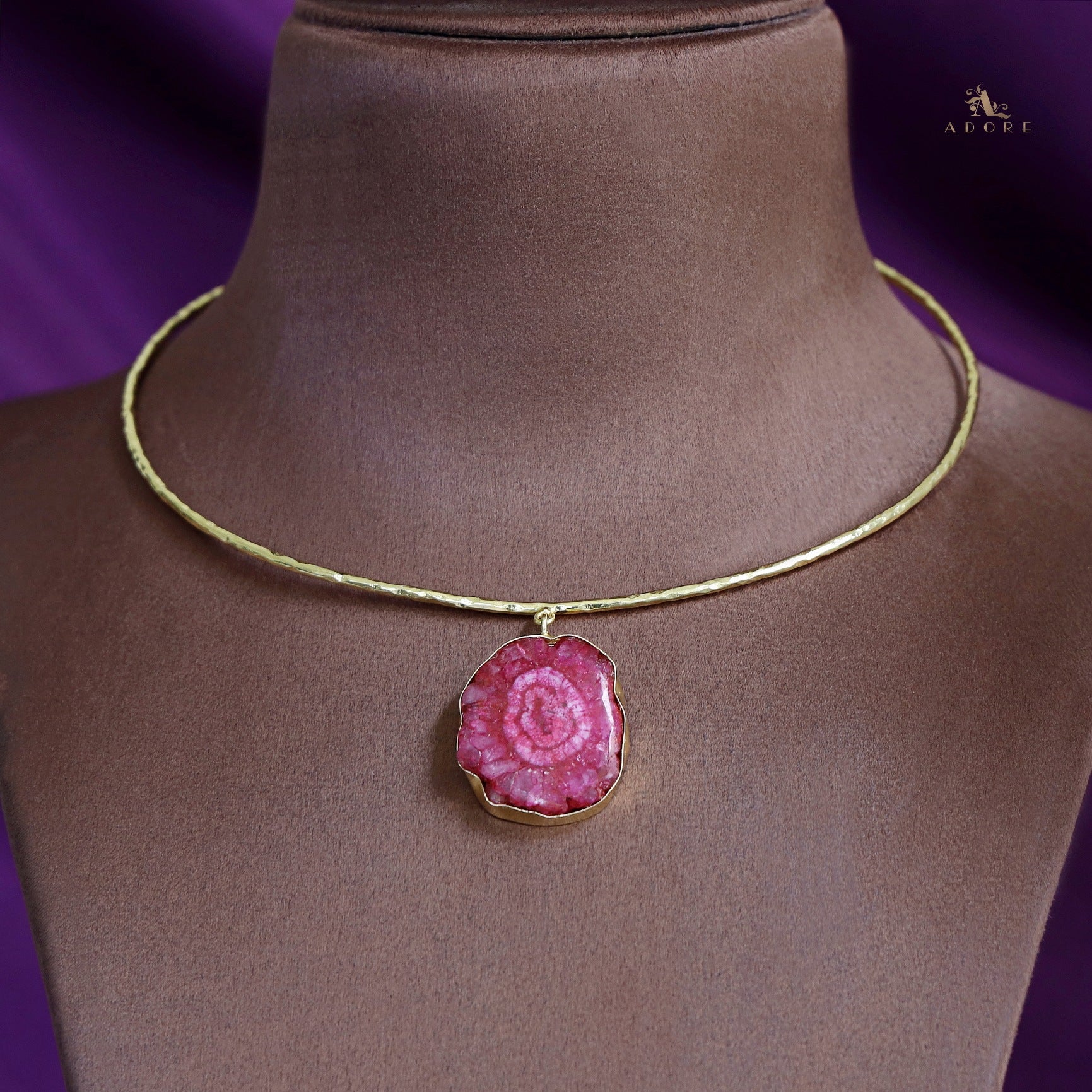 Golden Hammered Solar Agate Neck Cuff - Image 36