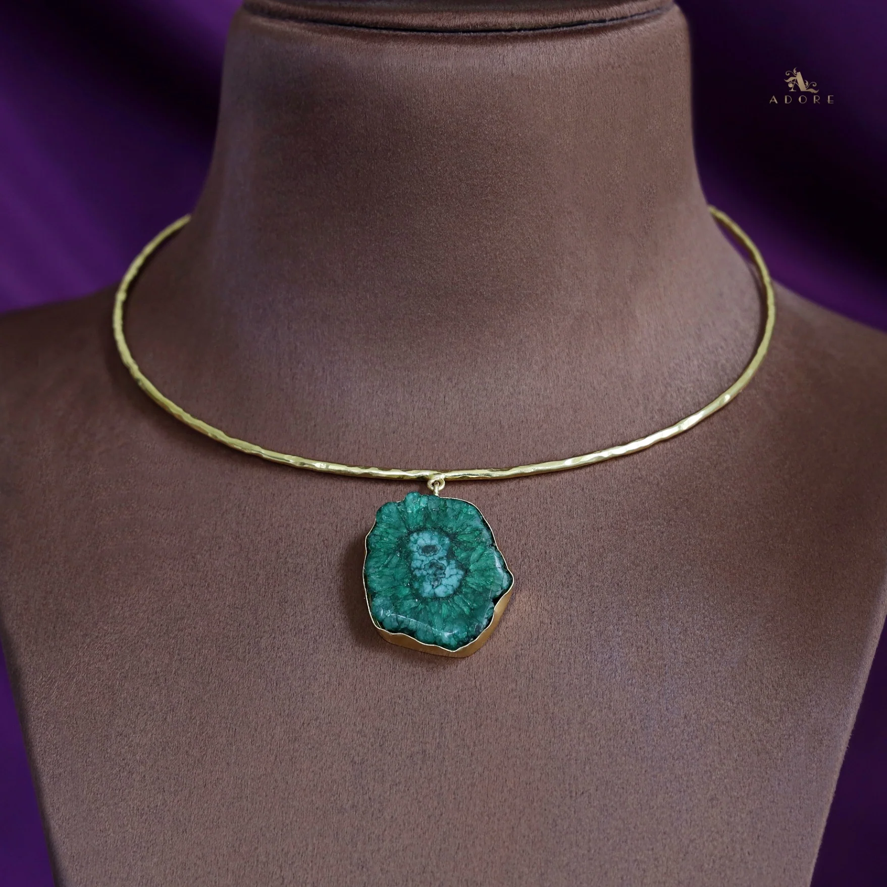 Golden Hammered Solar Agate Neck Cuff - Image 37