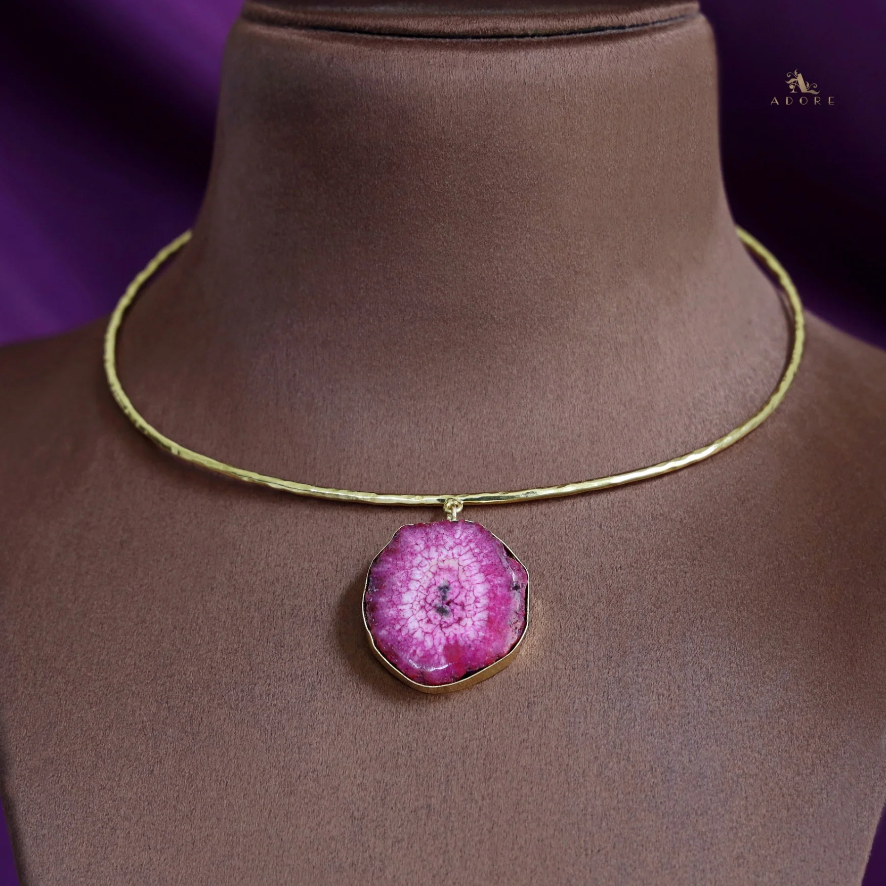 Golden Hammered Solar Agate Neck Cuff - Image 38