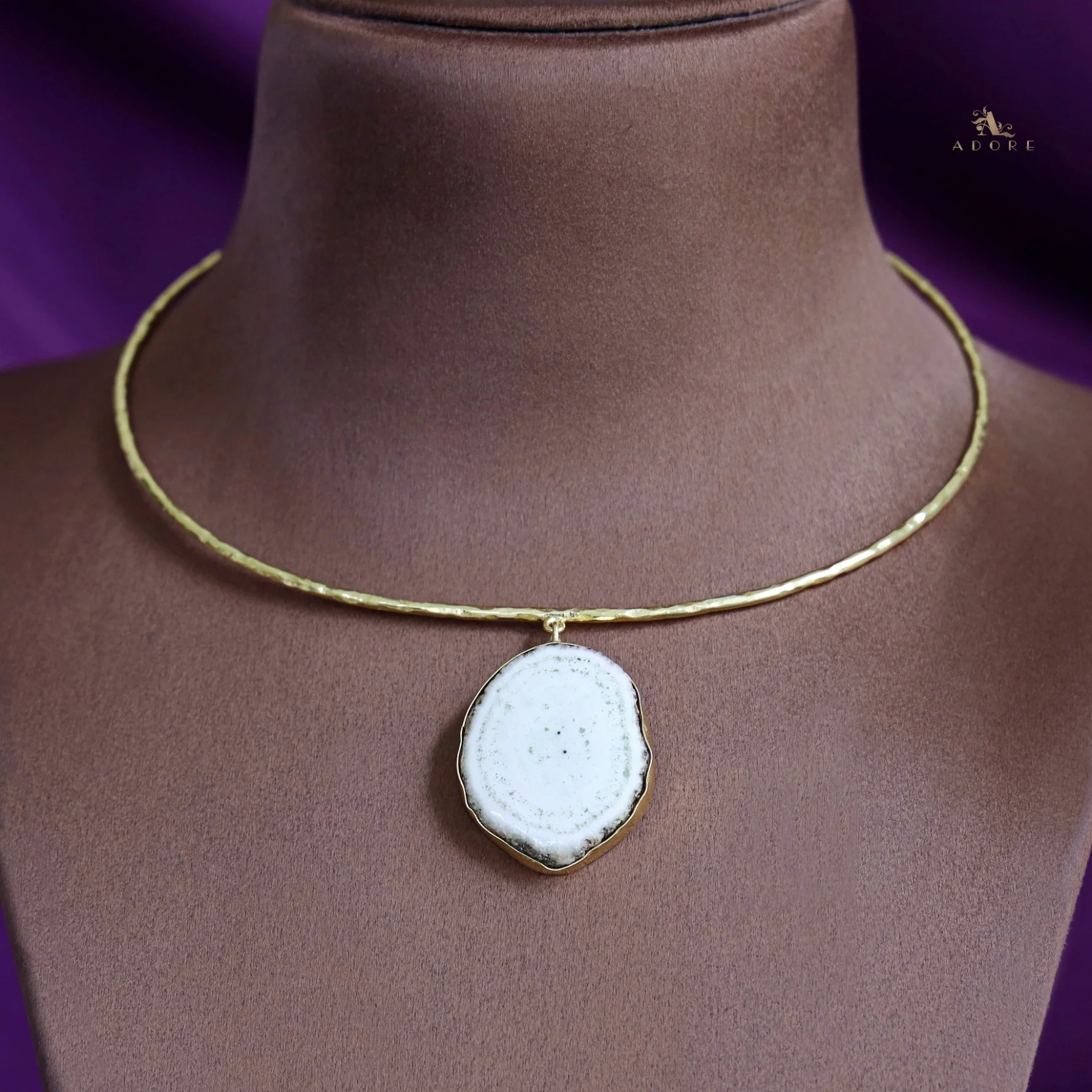 Golden Hammered Solar Agate Neck Cuff - Image 39