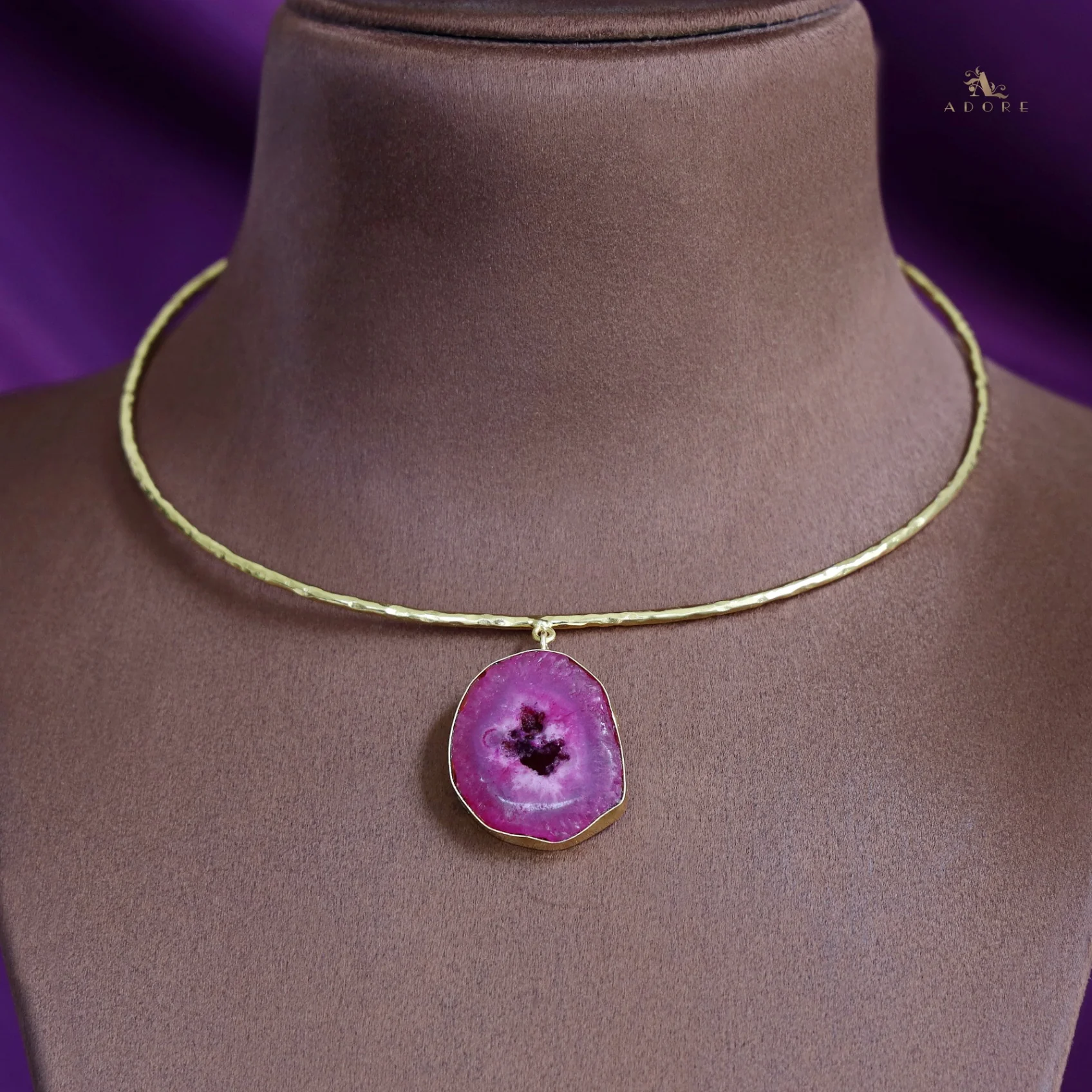 Golden Hammered Solar Agate Neck Cuff - Image 40