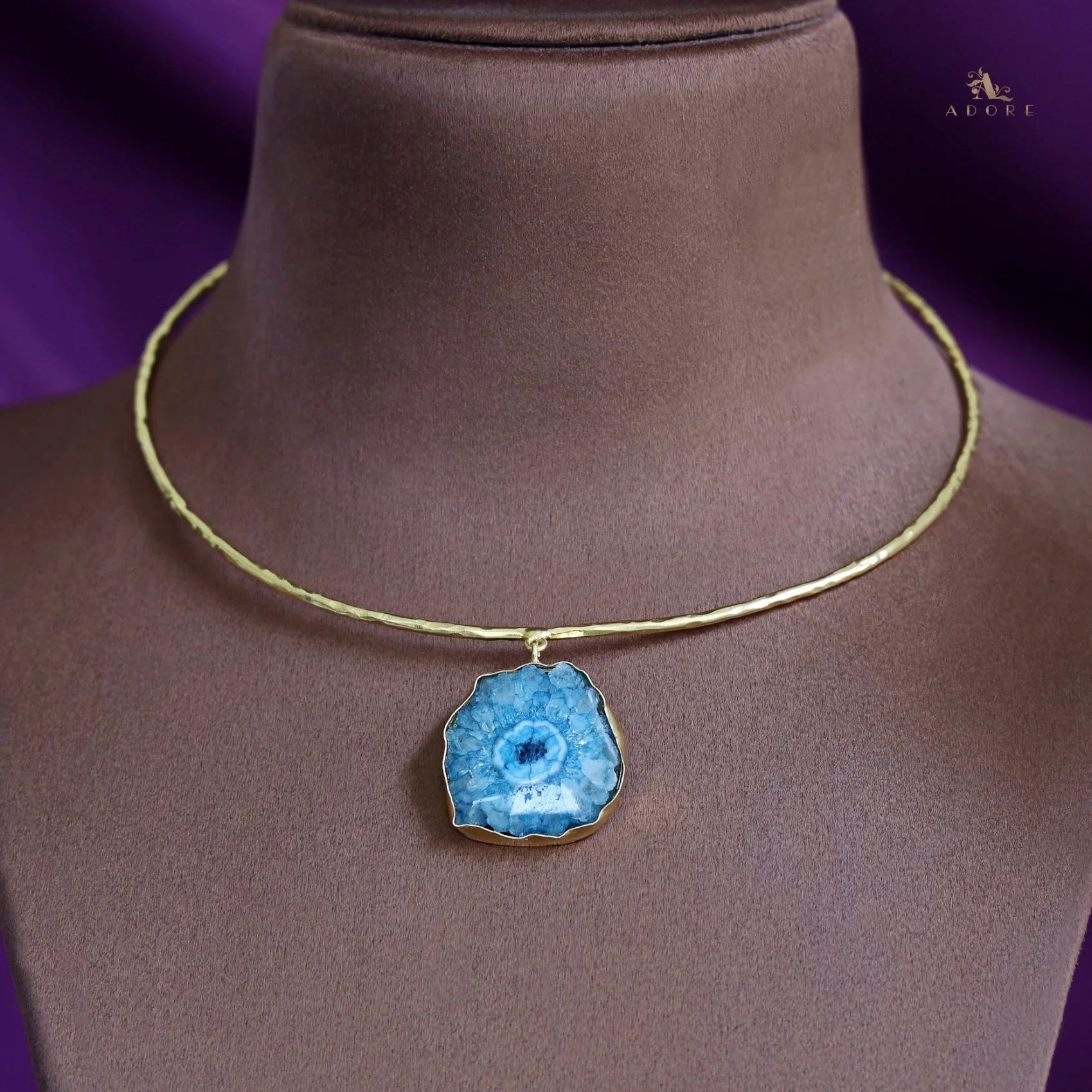 Golden Hammered Solar Agate Neck Cuff - Image 41