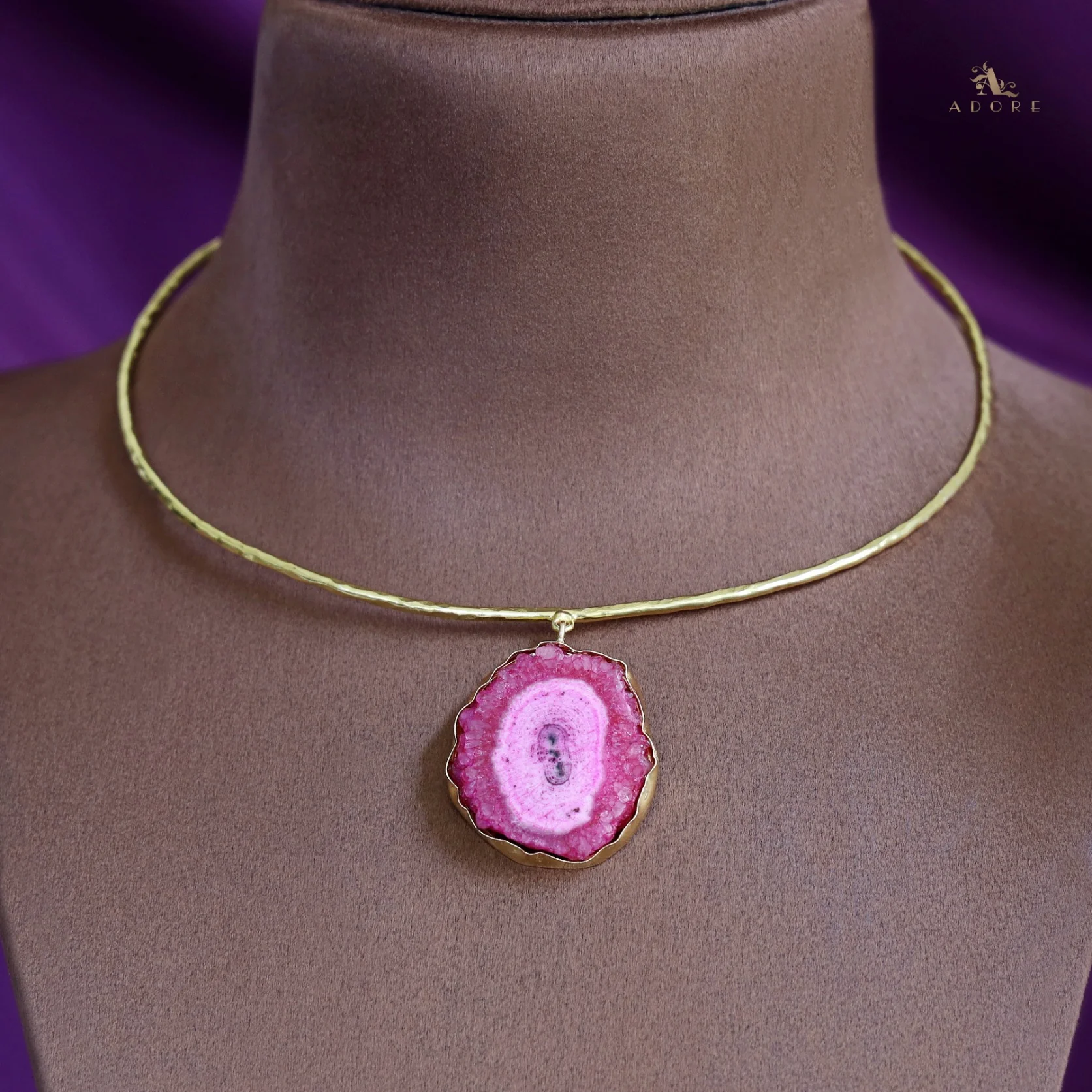 Golden Hammered Solar Agate Neck Cuff - Image 42