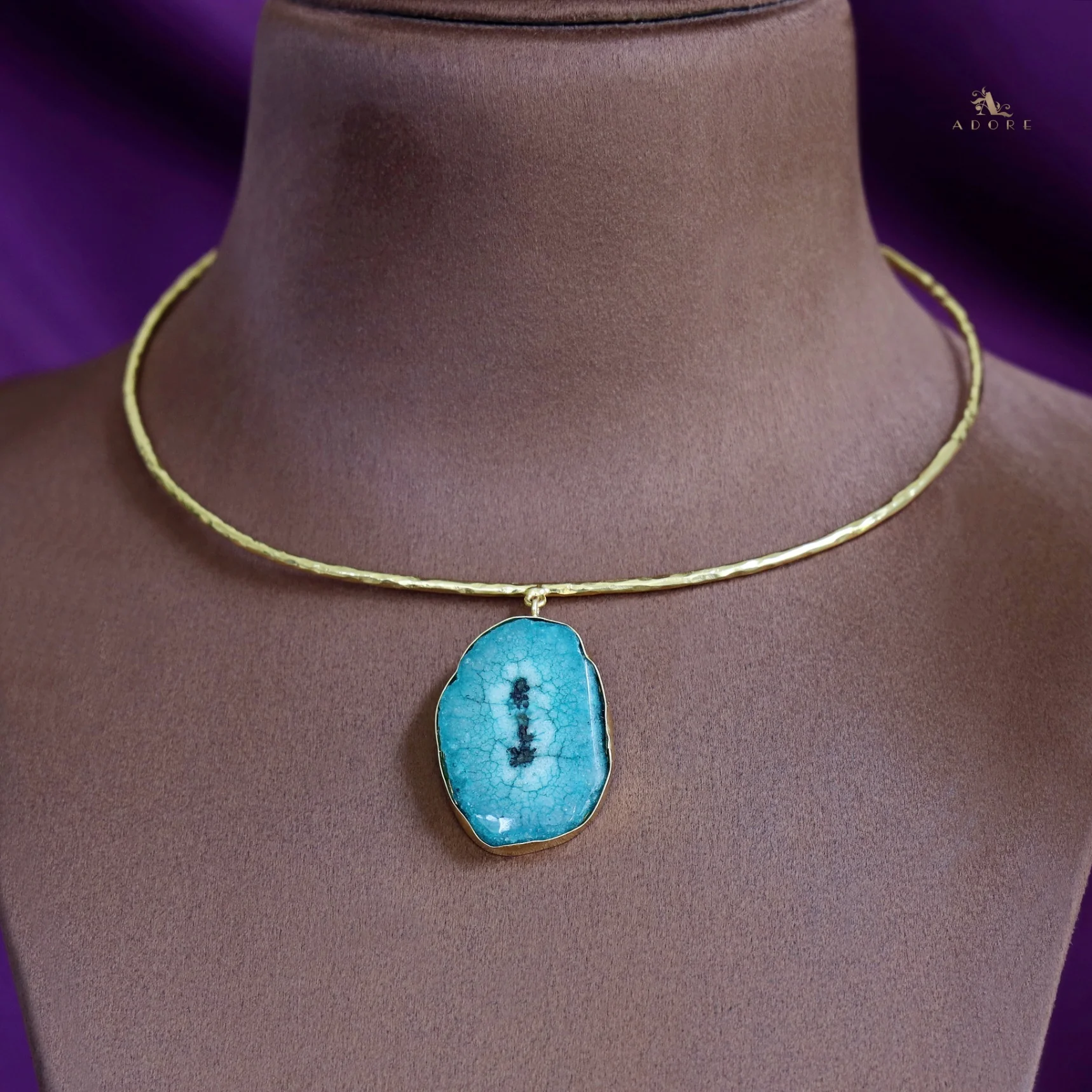 Golden Hammered Solar Agate Neck Cuff - Image 45