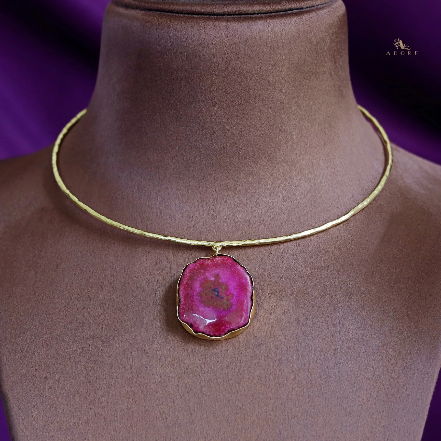 Golden Hammered Solar Agate Neck Cuff - Image 46
