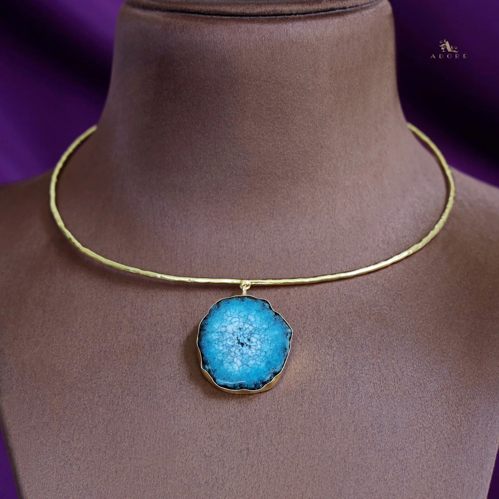 Golden Hammered Solar Agate Neck Cuff - Image 47