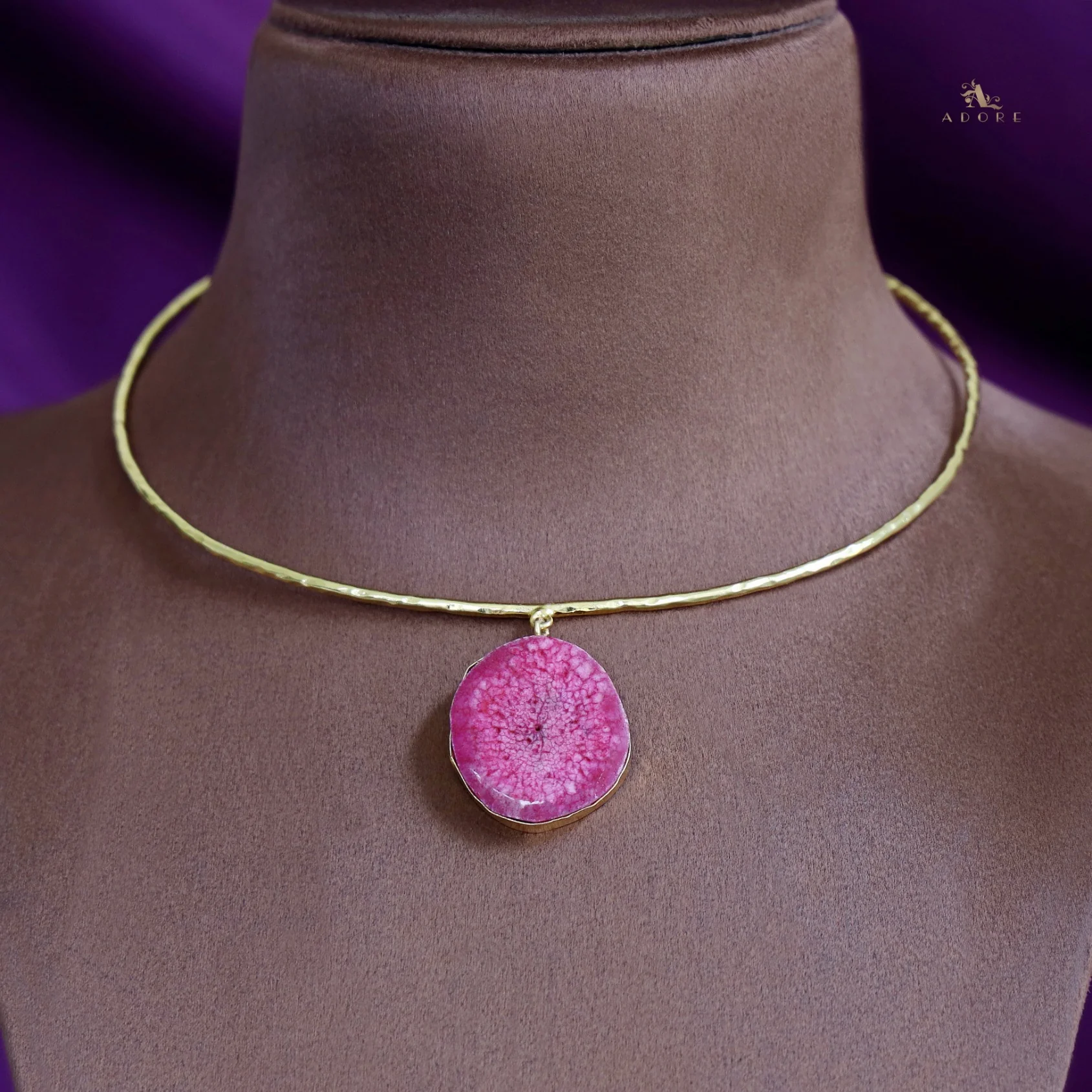 Golden Hammered Solar Agate Neck Cuff - Image 48