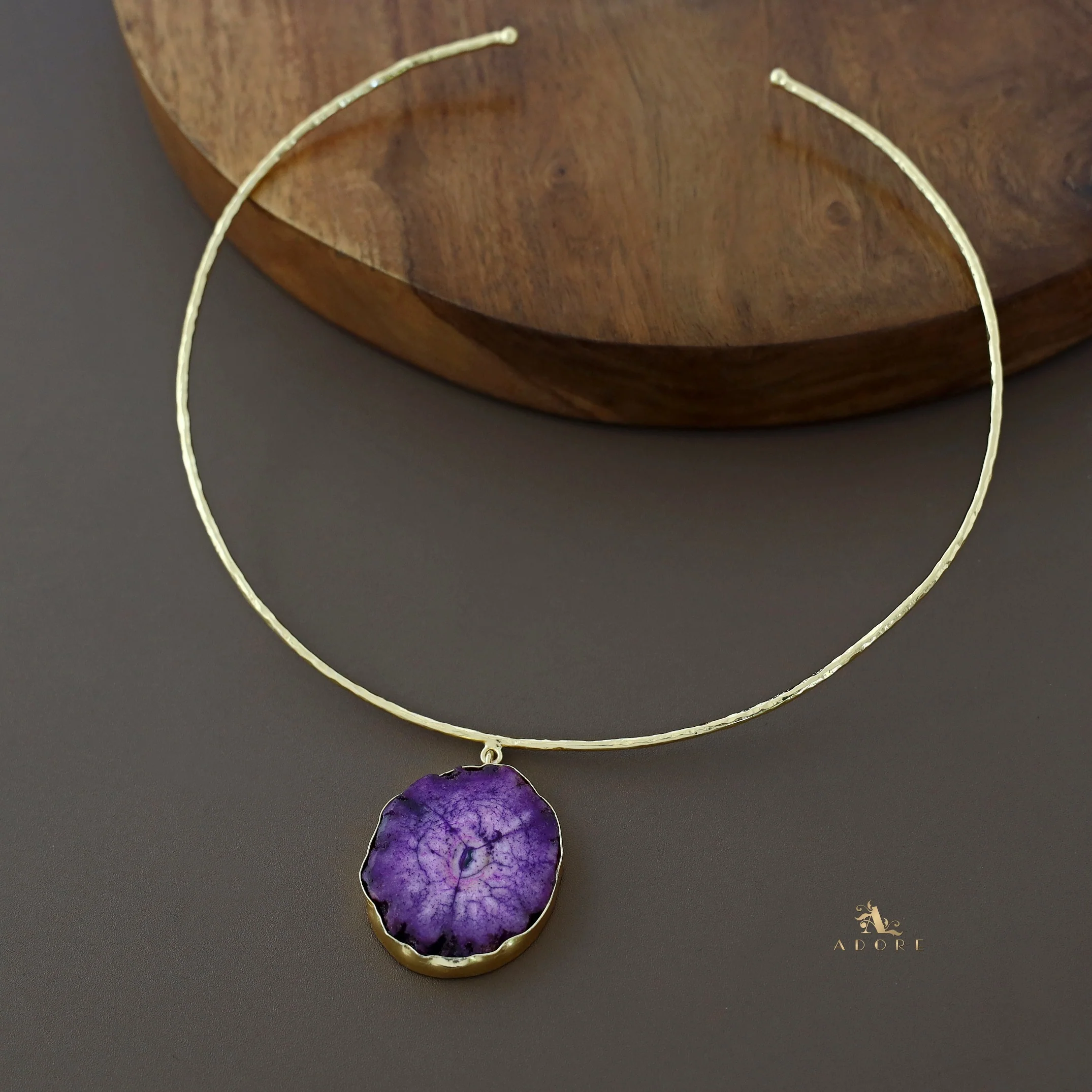 Golden Hammered Solar Agate Neck Cuff - Image 49