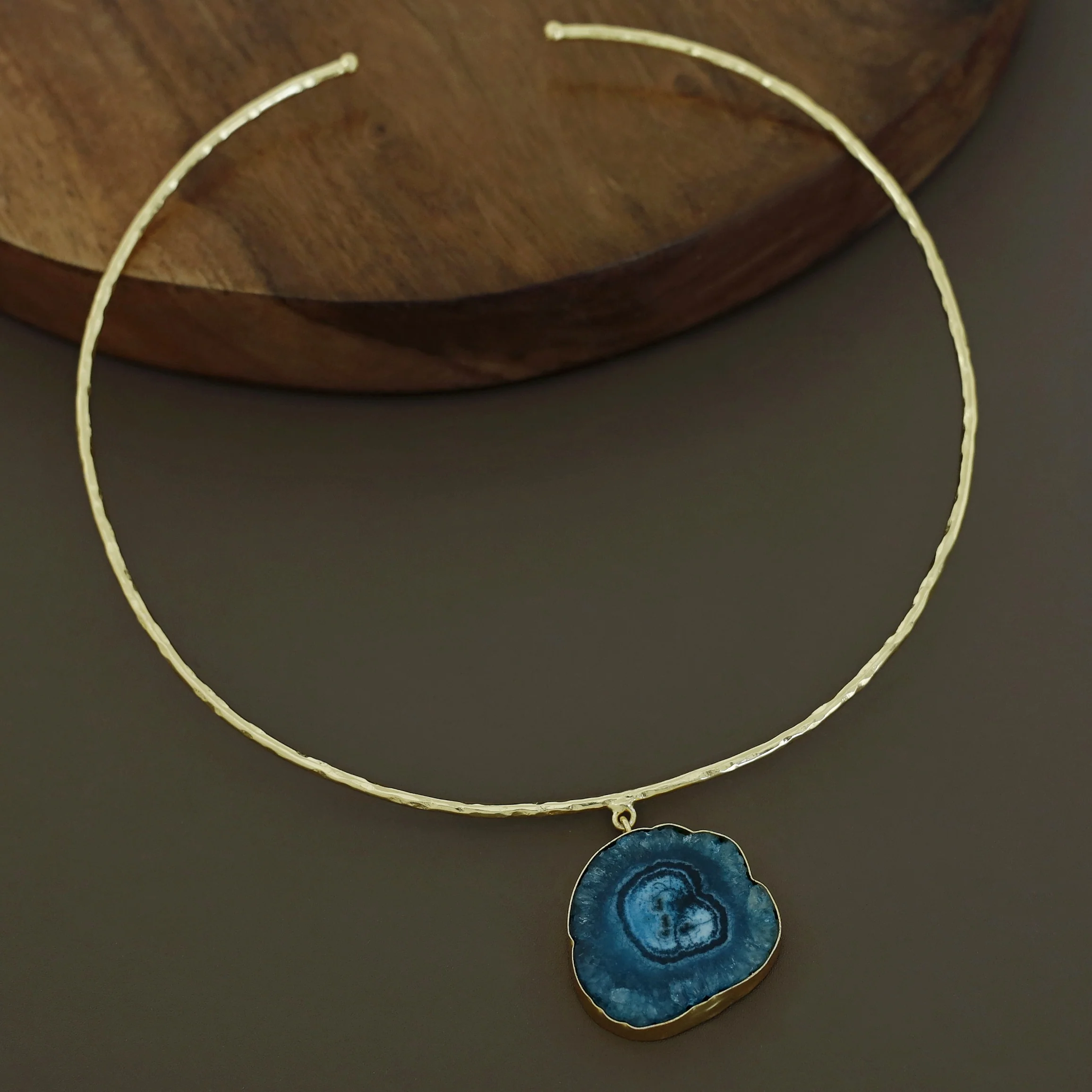 Golden Hammered Solar Agate Neck Cuff - Image 50