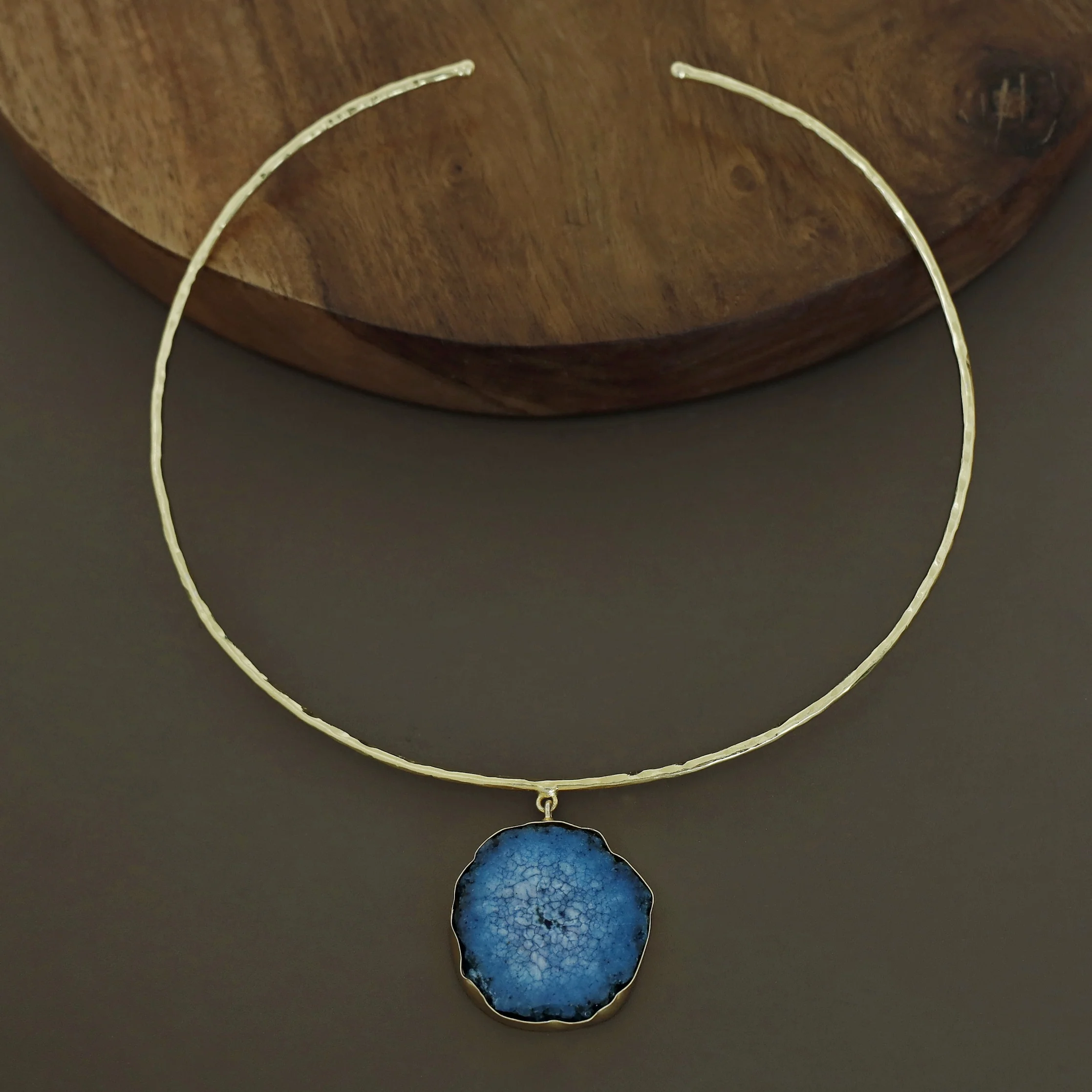 Golden Hammered Solar Agate Neck Cuff - Image 51