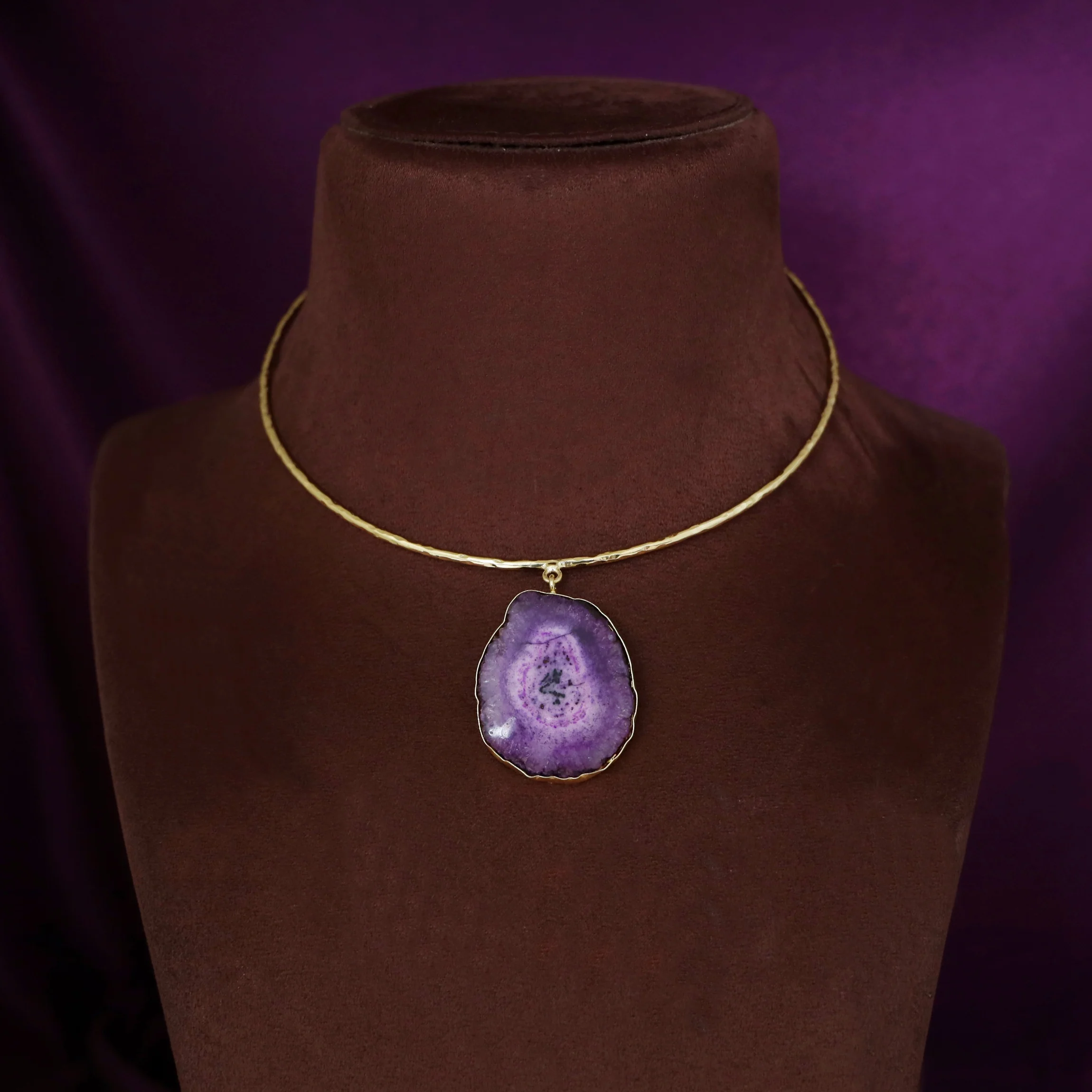 Golden Hammered Solar Agate Neck Cuff - Image 6