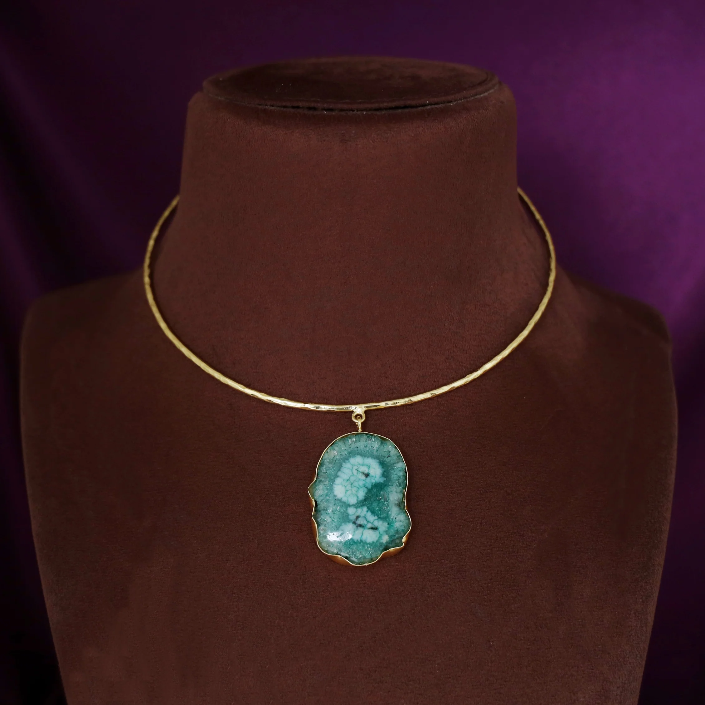 Golden Hammered Solar Agate Neck Cuff - Image 7