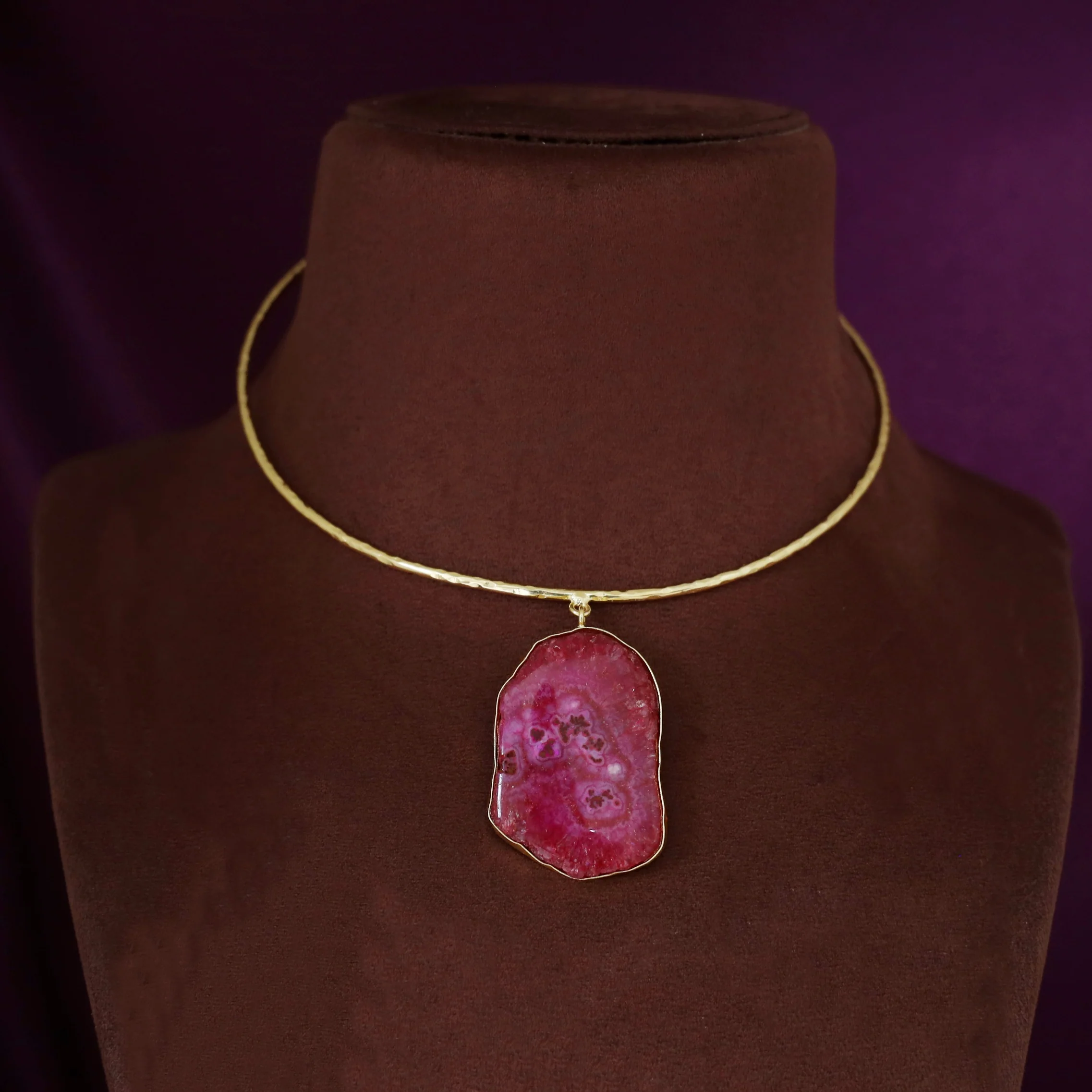Golden Hammered Solar Agate Neck Cuff - Image 8