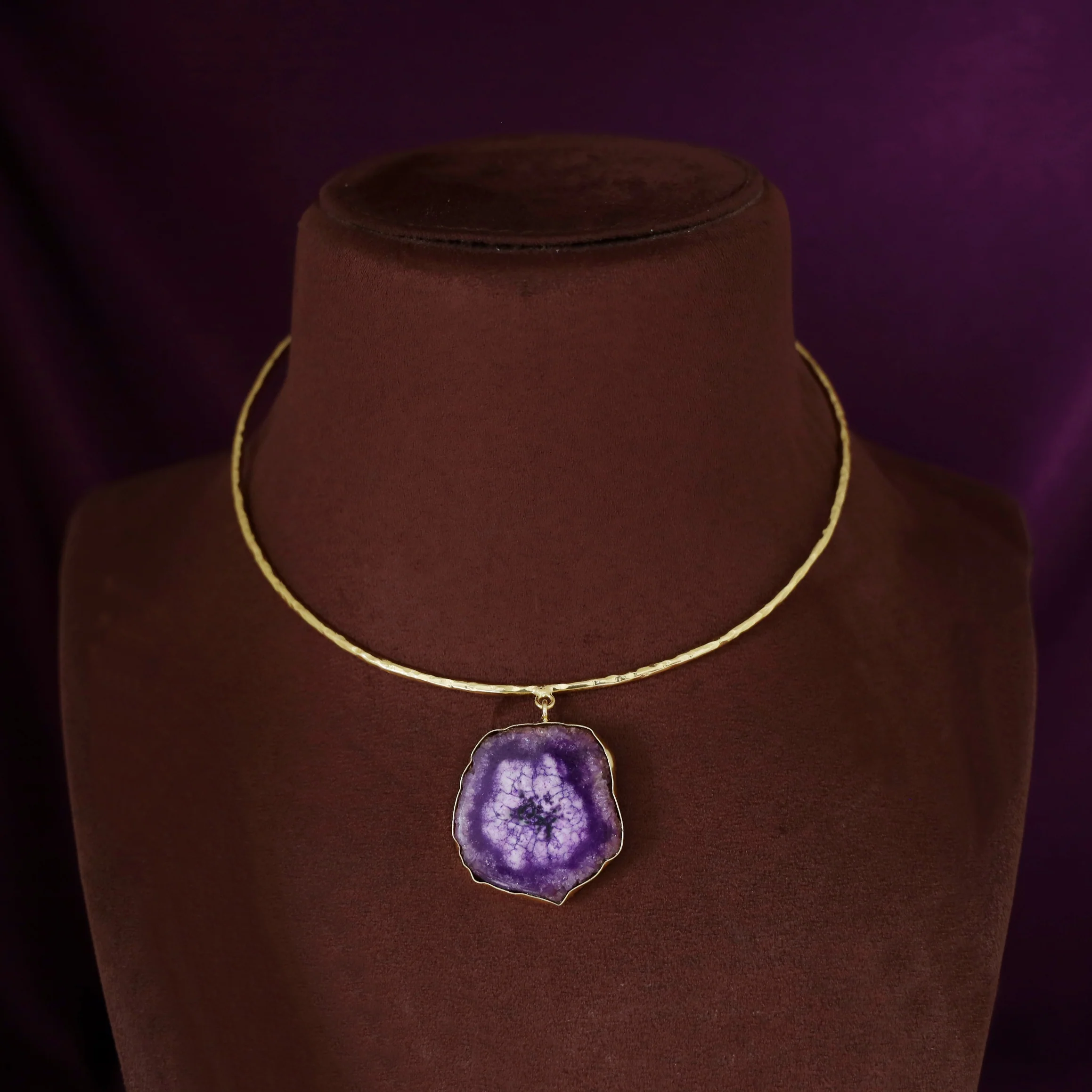 Golden Hammered Solar Agate Neck Cuff - Image 9