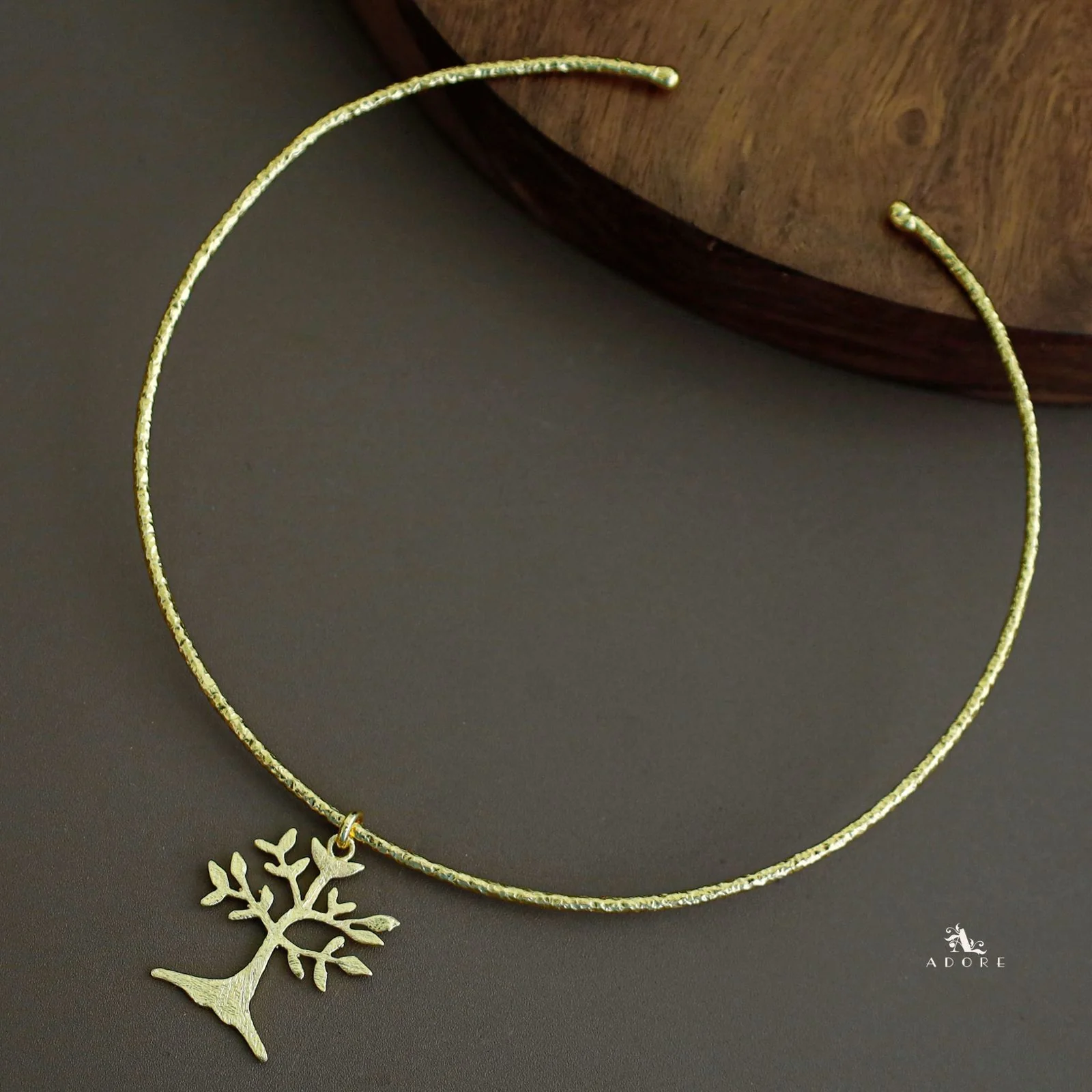 Golden Hammered Tree Neck Cuff - Image 2