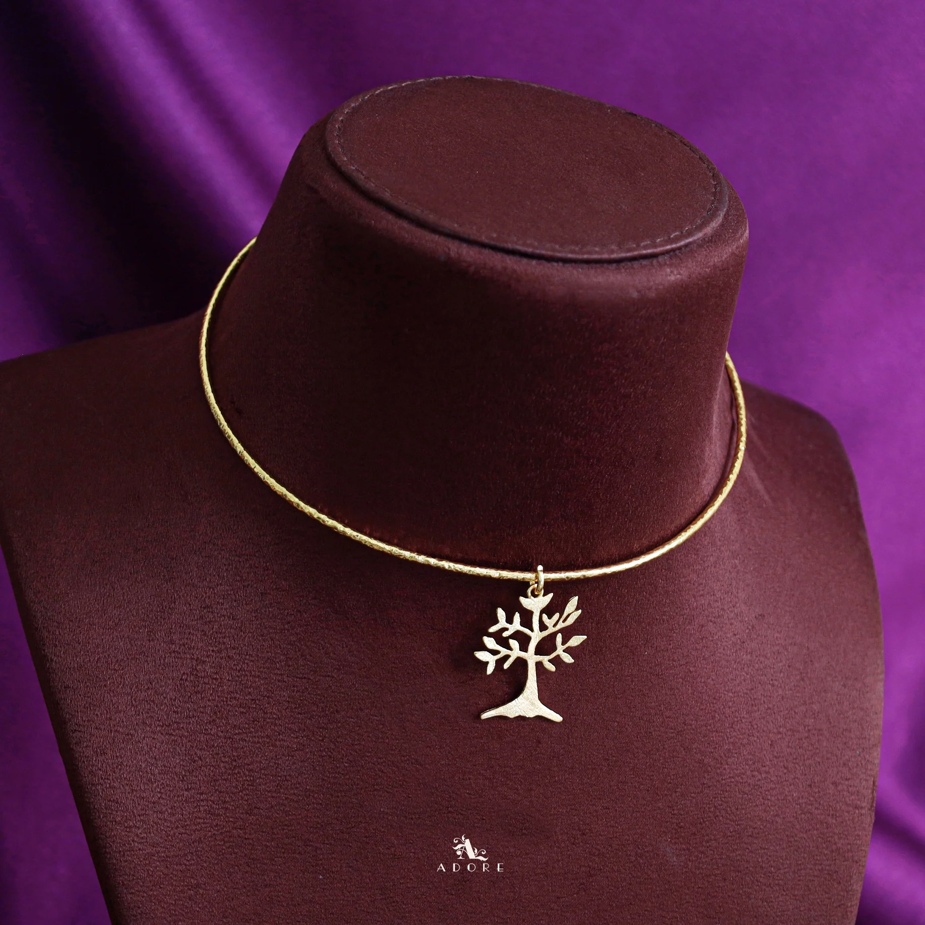 Golden Hammered Tree Neck Cuff - Image 3