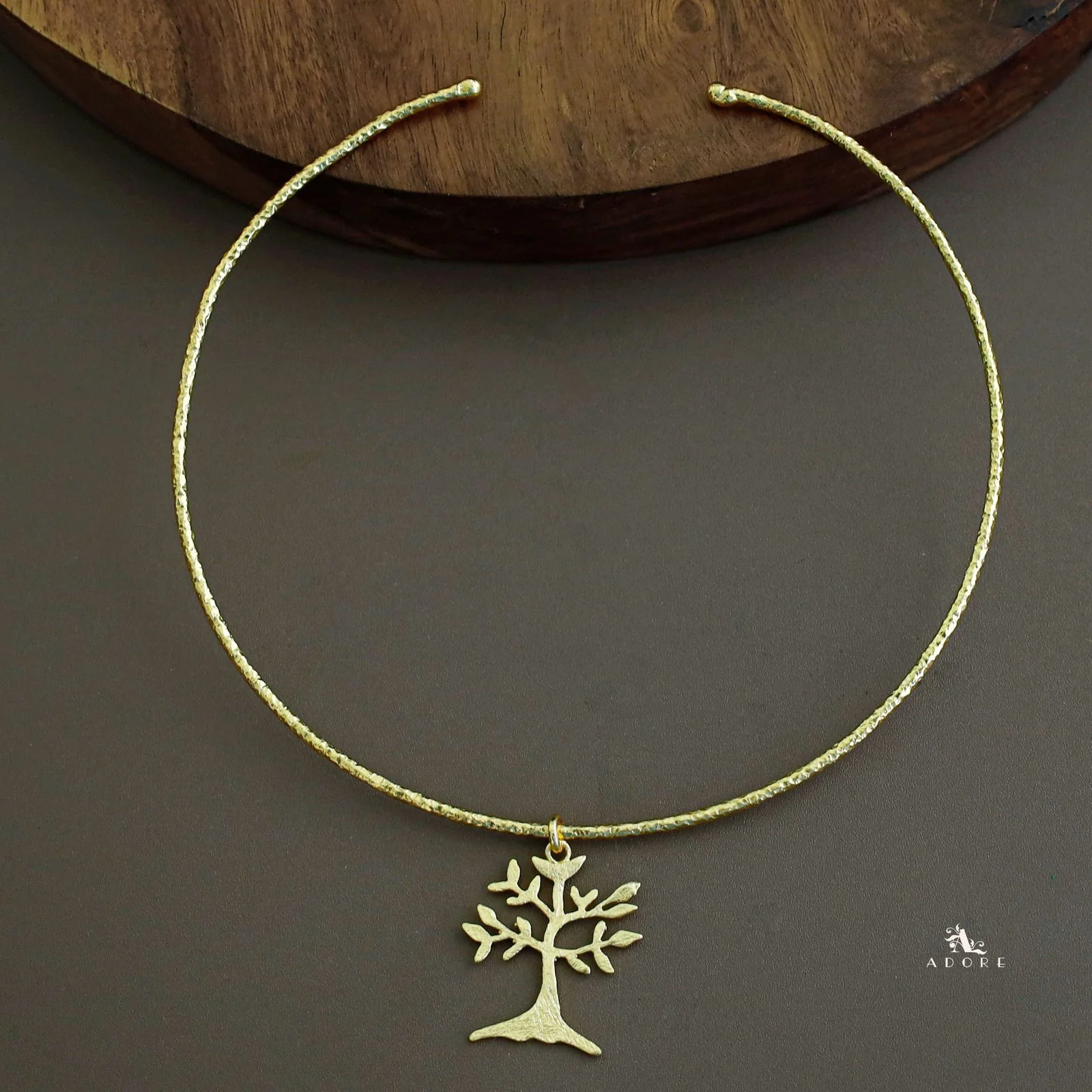 Golden Hammered Tree Neck Cuff - Image 4