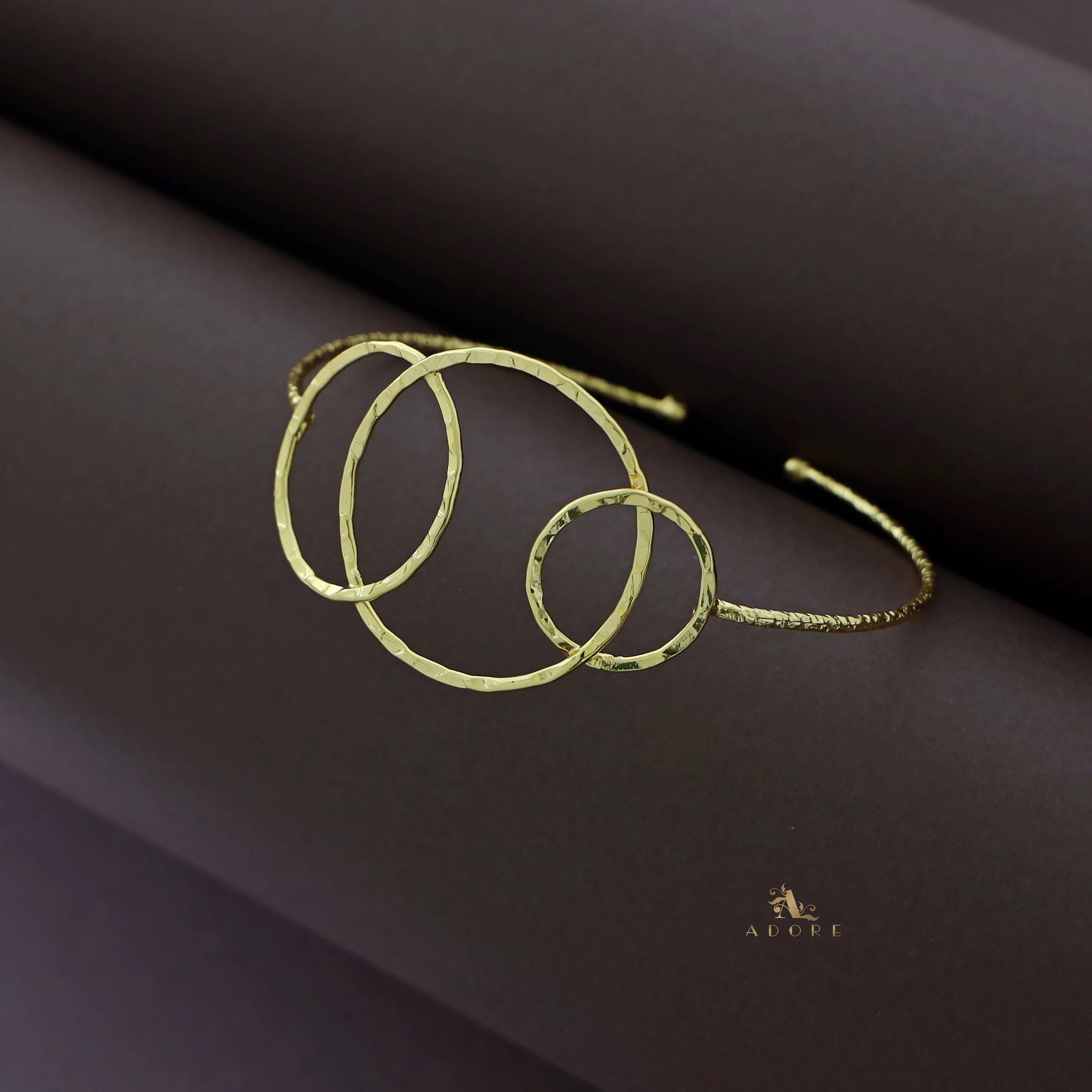 Golden Hammered Tri Circle Bangle - Image 2