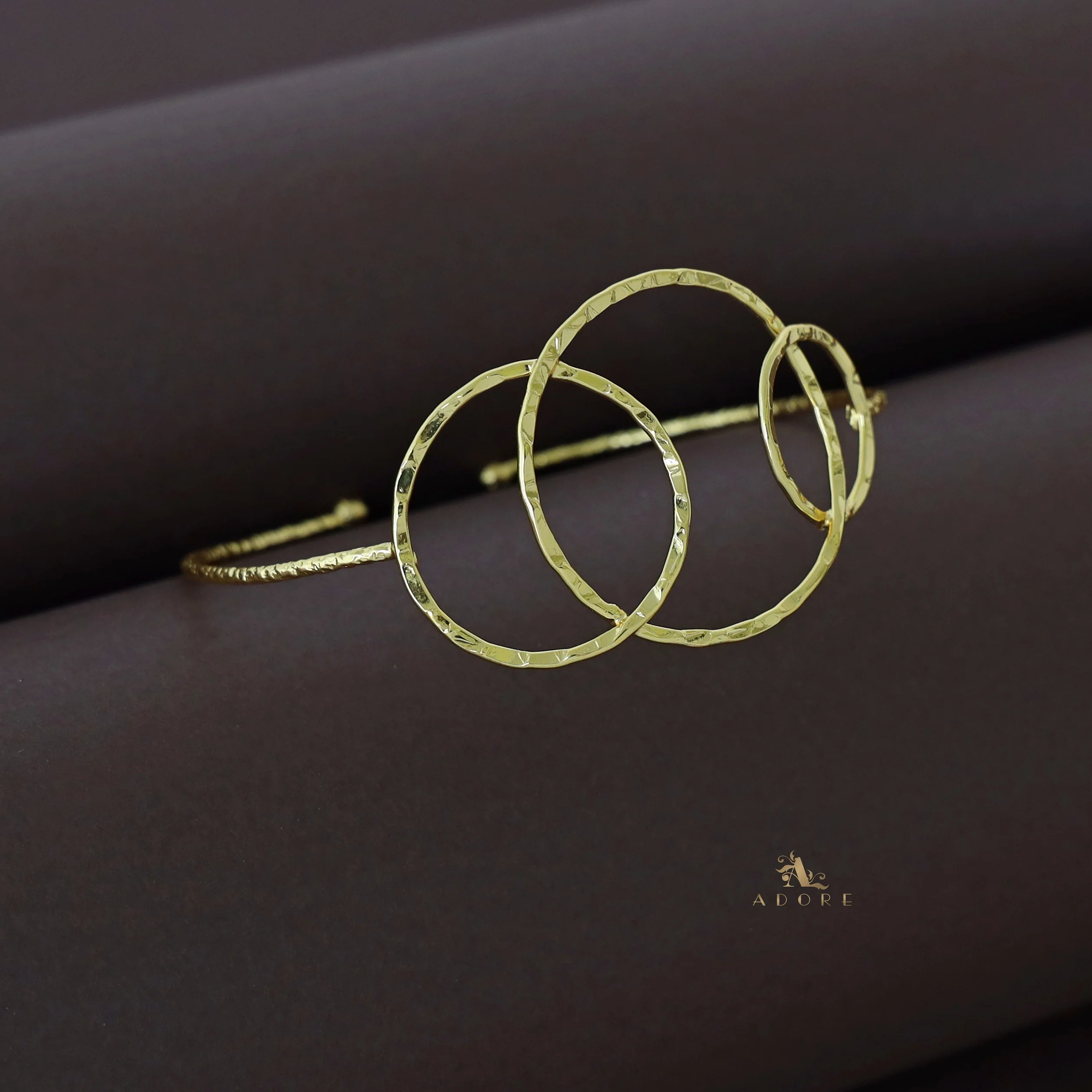 Golden Hammered Tri Circle Bangle - Image 3
