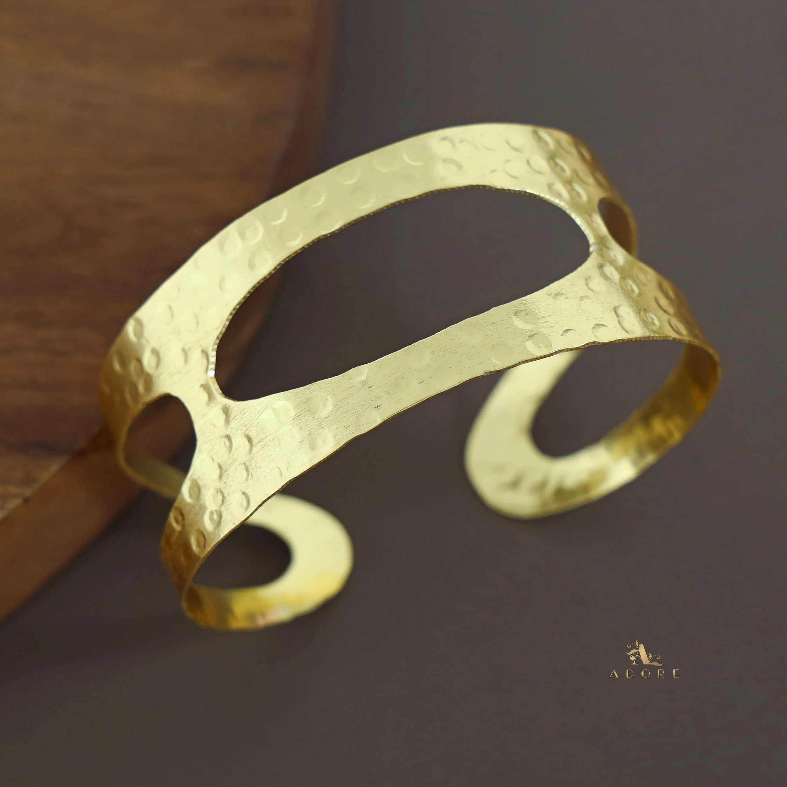 Golden Hammered Tri Ellipse Bangle - Image 3
