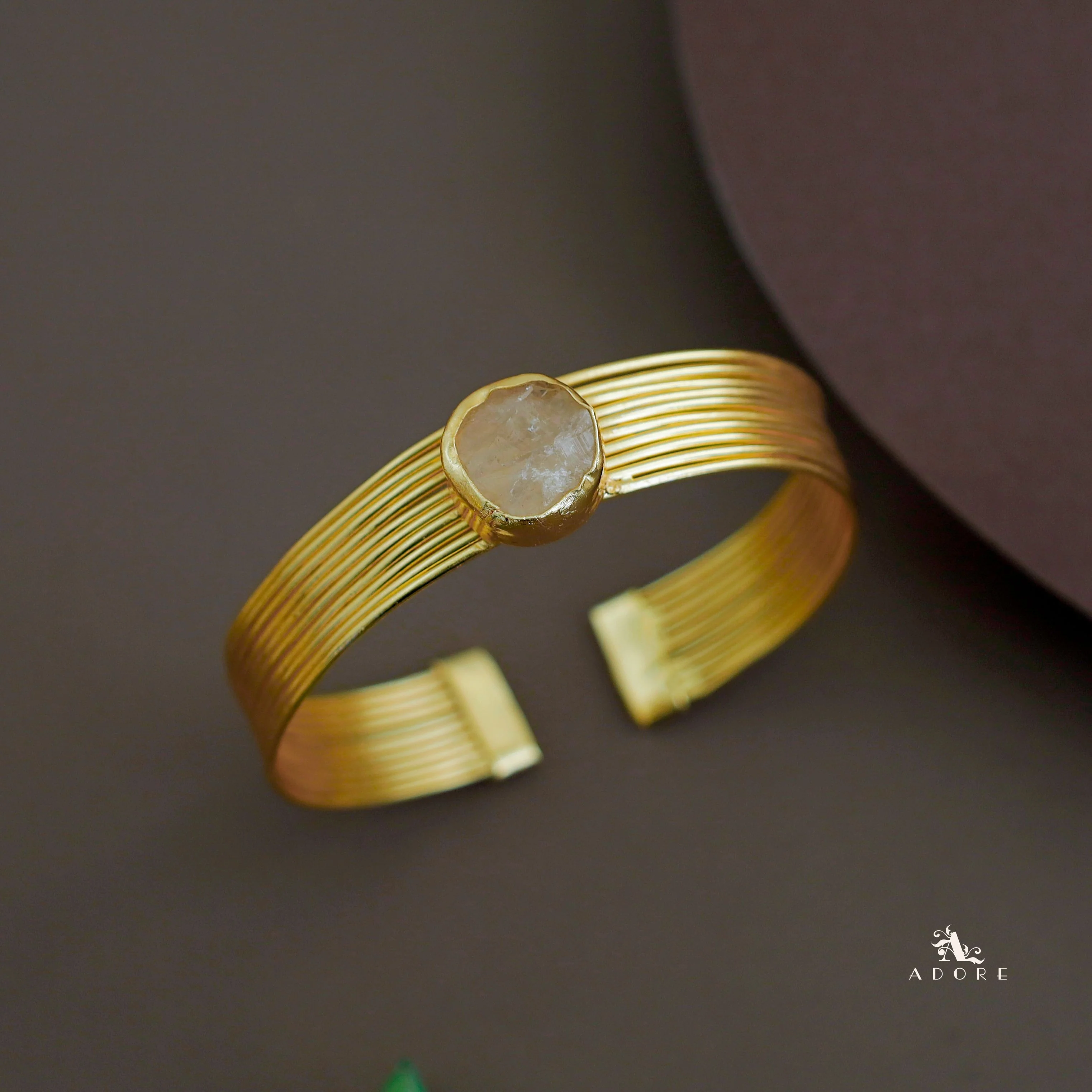 Golden Layered Raw Stone Bangle - Image 12