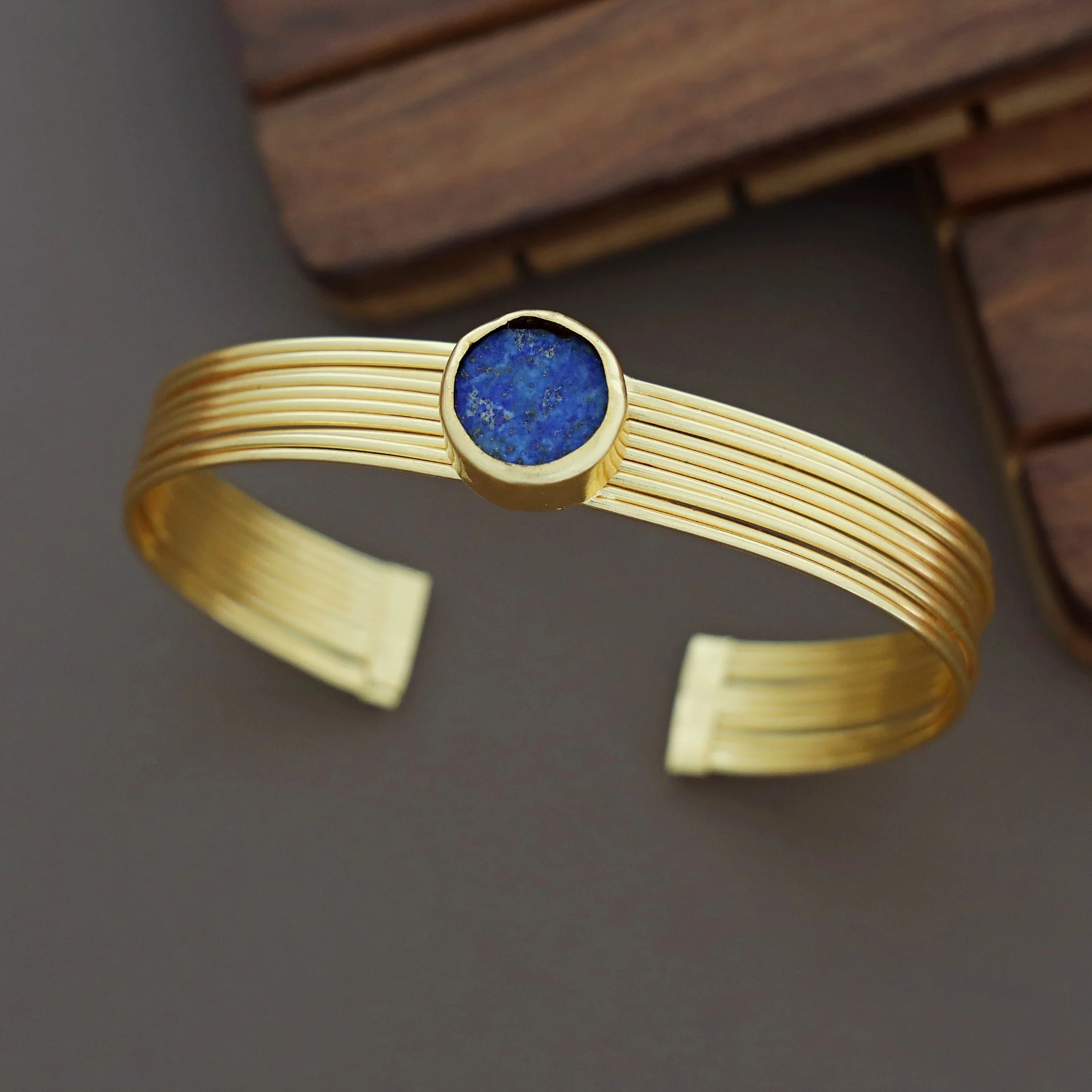Golden Layered Raw Stone Bangle - Image 24