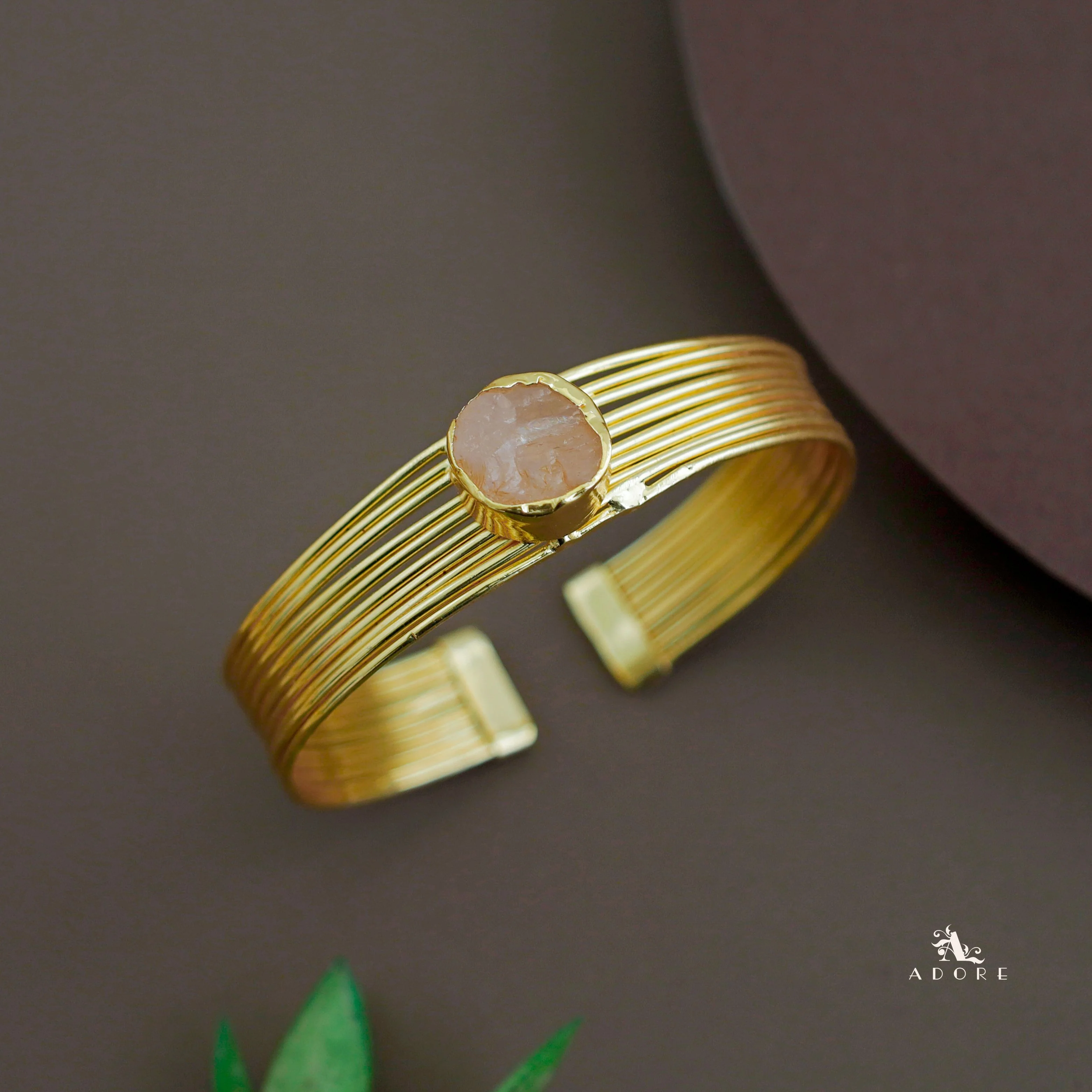 Golden Layered Raw Stone Bangle - Image 5