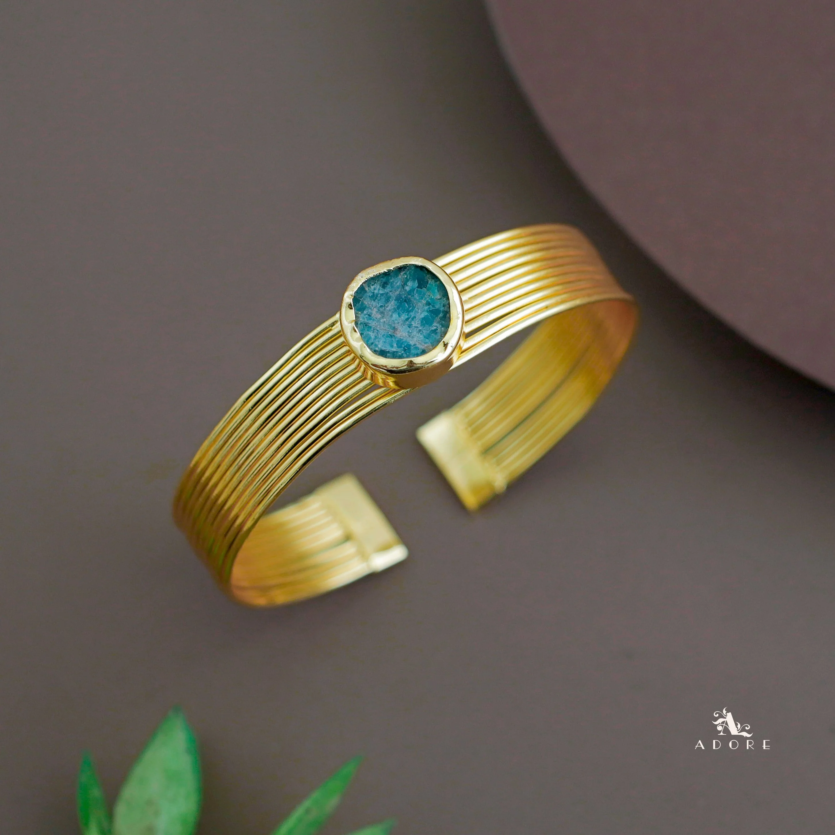 Golden Layered Raw Stone Bangle - Image 8
