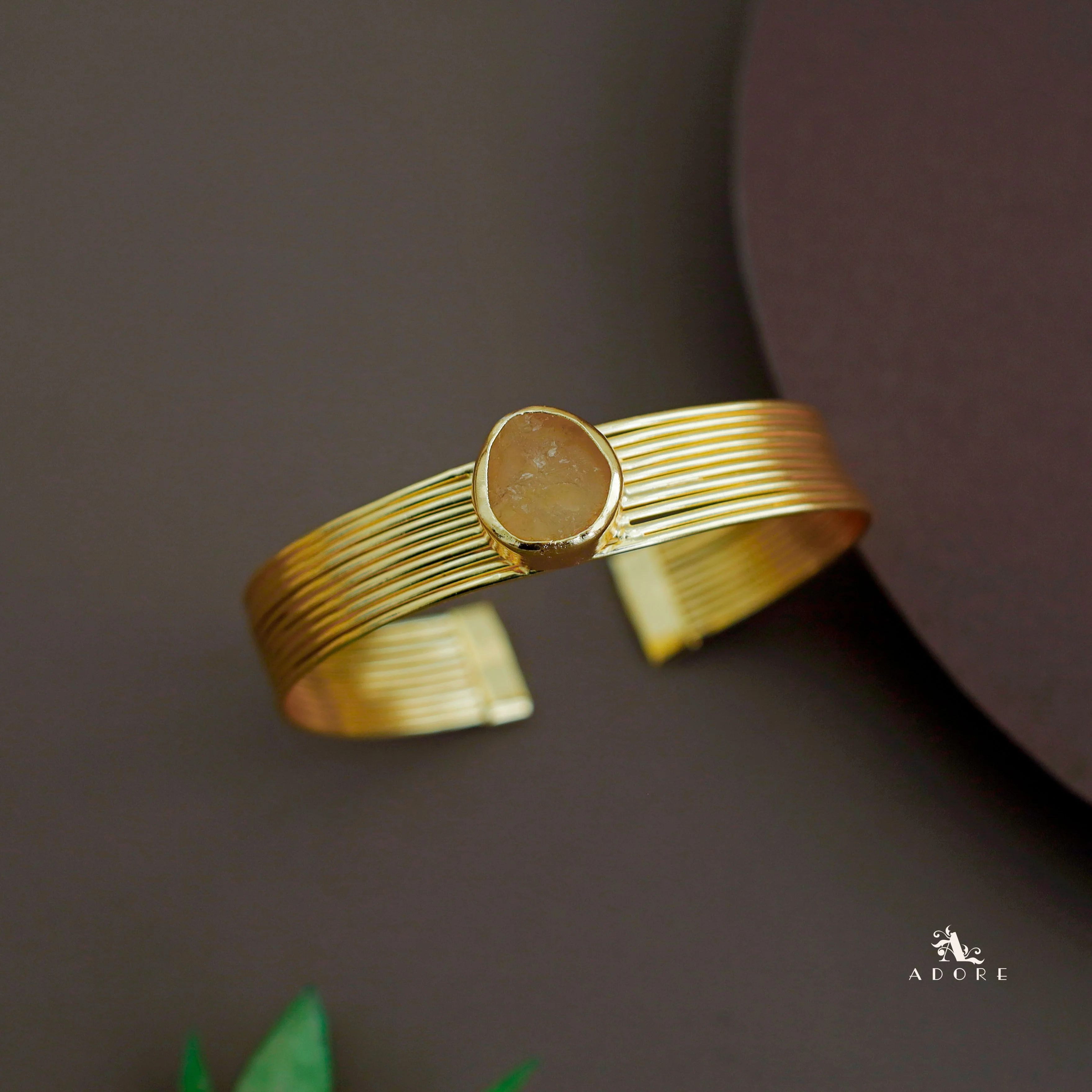 Golden Layered Raw Stone Bangle - Image 9